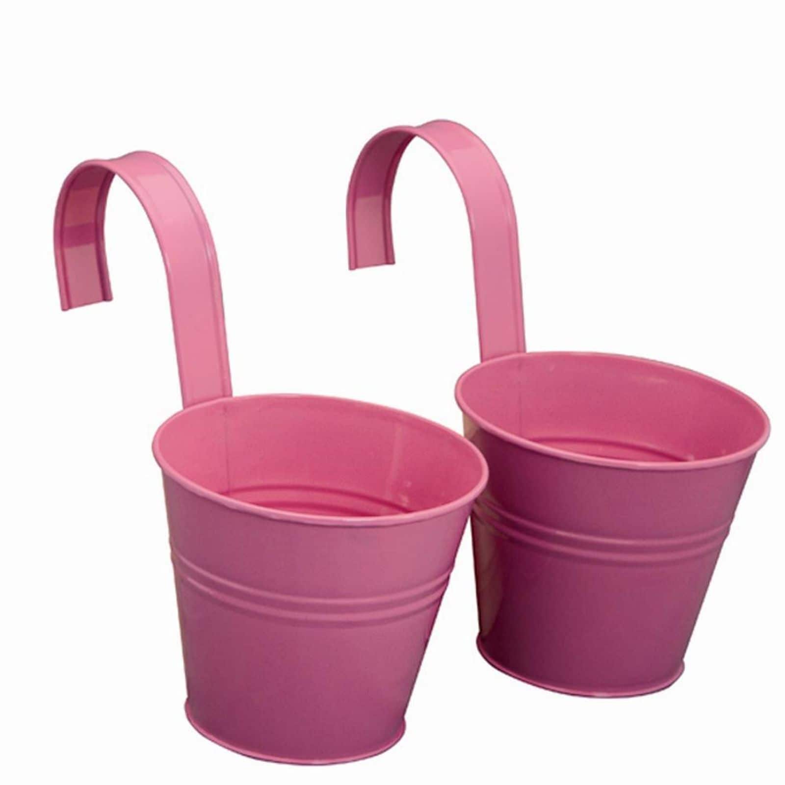 Siena Garden Blumentopf 2er Set, pink, &Oslash; 16 x 14,5 cm Stahlblech, mit fest montiert - Bild 1