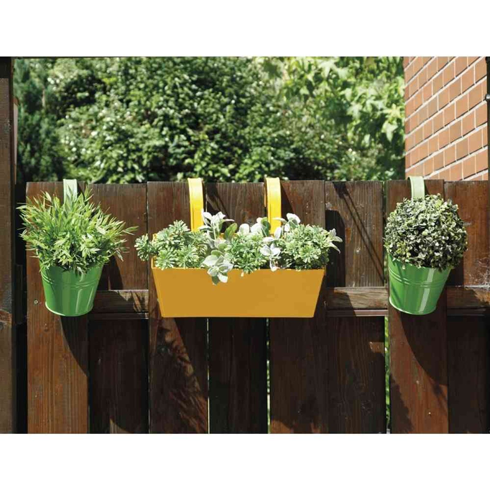 Siena Garden Blumentopf 2er Set, gr&uuml;n, &Oslash; 16 x 14,5 cm Stahlblech, mit fest montiert - Bild 1