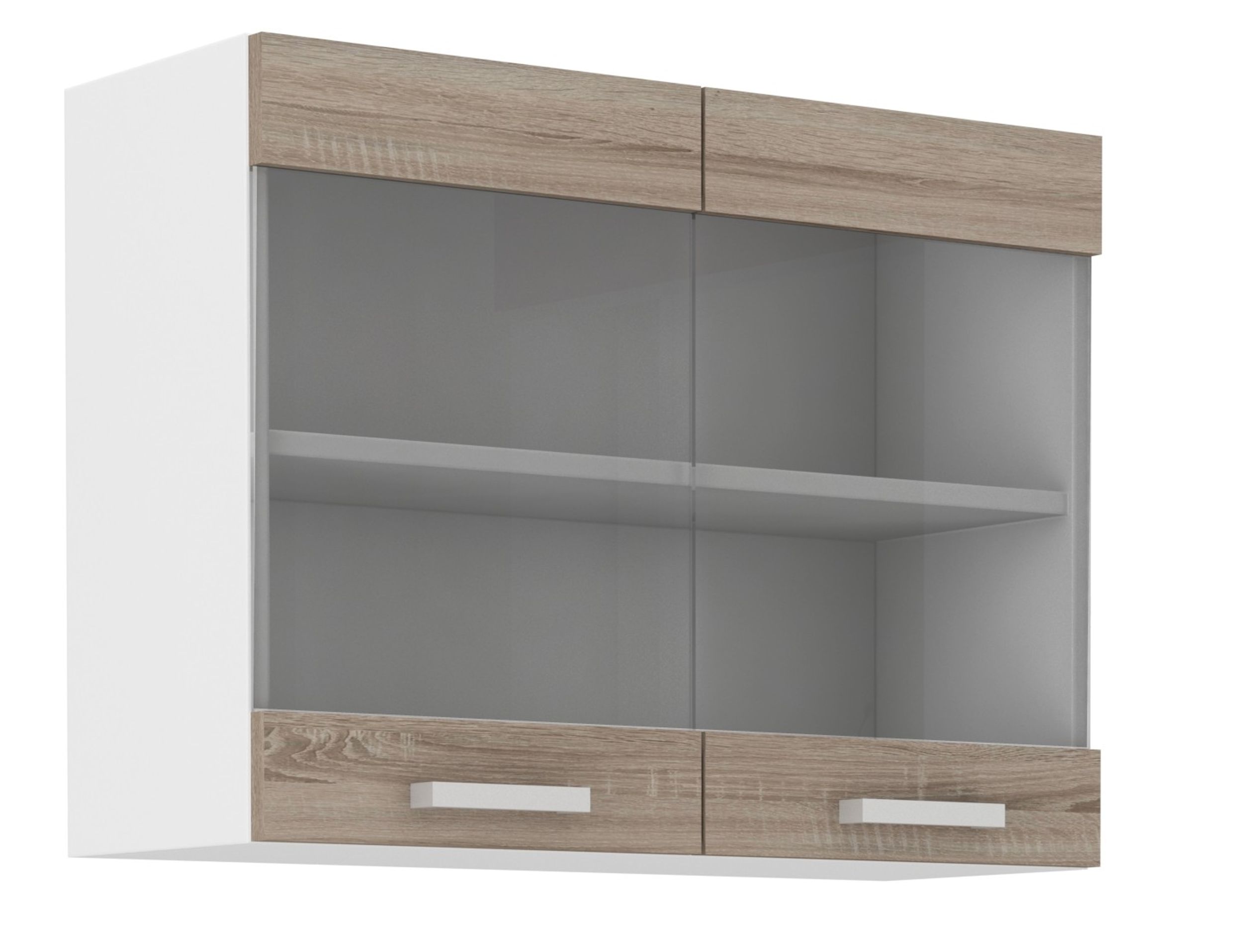 K&uuml;chen Glash&auml;ngeschrank 80 cm f&uuml;r das Modell &bdquo;Dave 240 Eiche Sonoma Tr&uuml;ffel&ldquo; - Bild 1