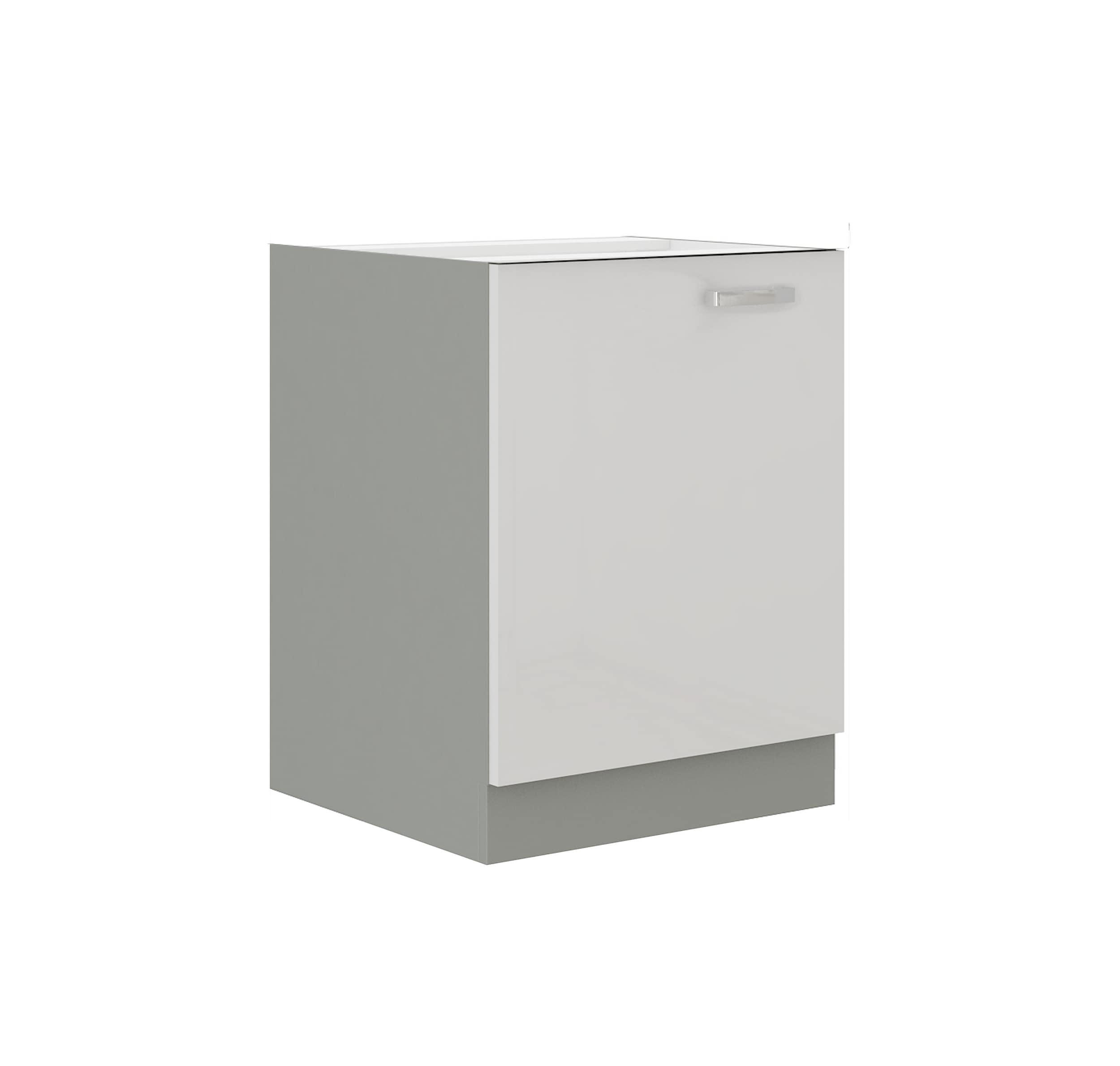 Unterschrank 60 Bianca Wei&szlig; Hochglanz + Grau K&uuml;chenzeile K&uuml;chenblock K&uuml;che - Bild 1