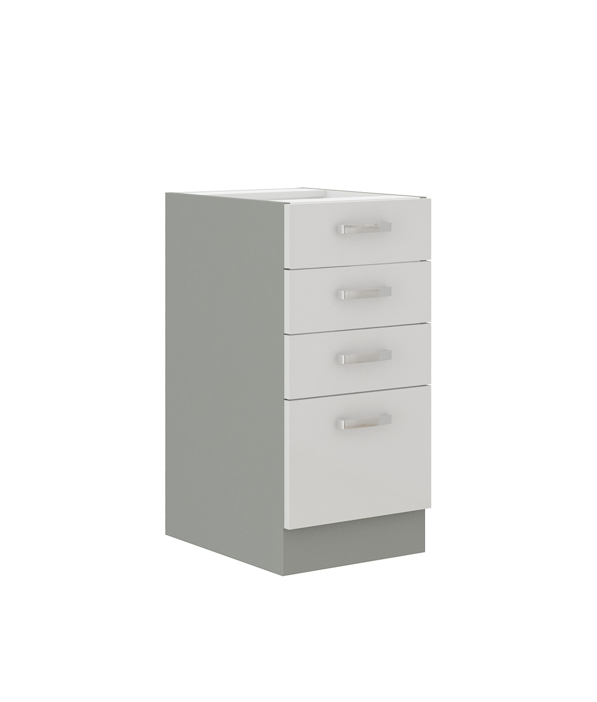 Unterschrank 40 Bianca Wei&szlig; Hochglanz + Grau K&uuml;chenzeile K&uuml;chenblock K&uuml;che - Bild 1