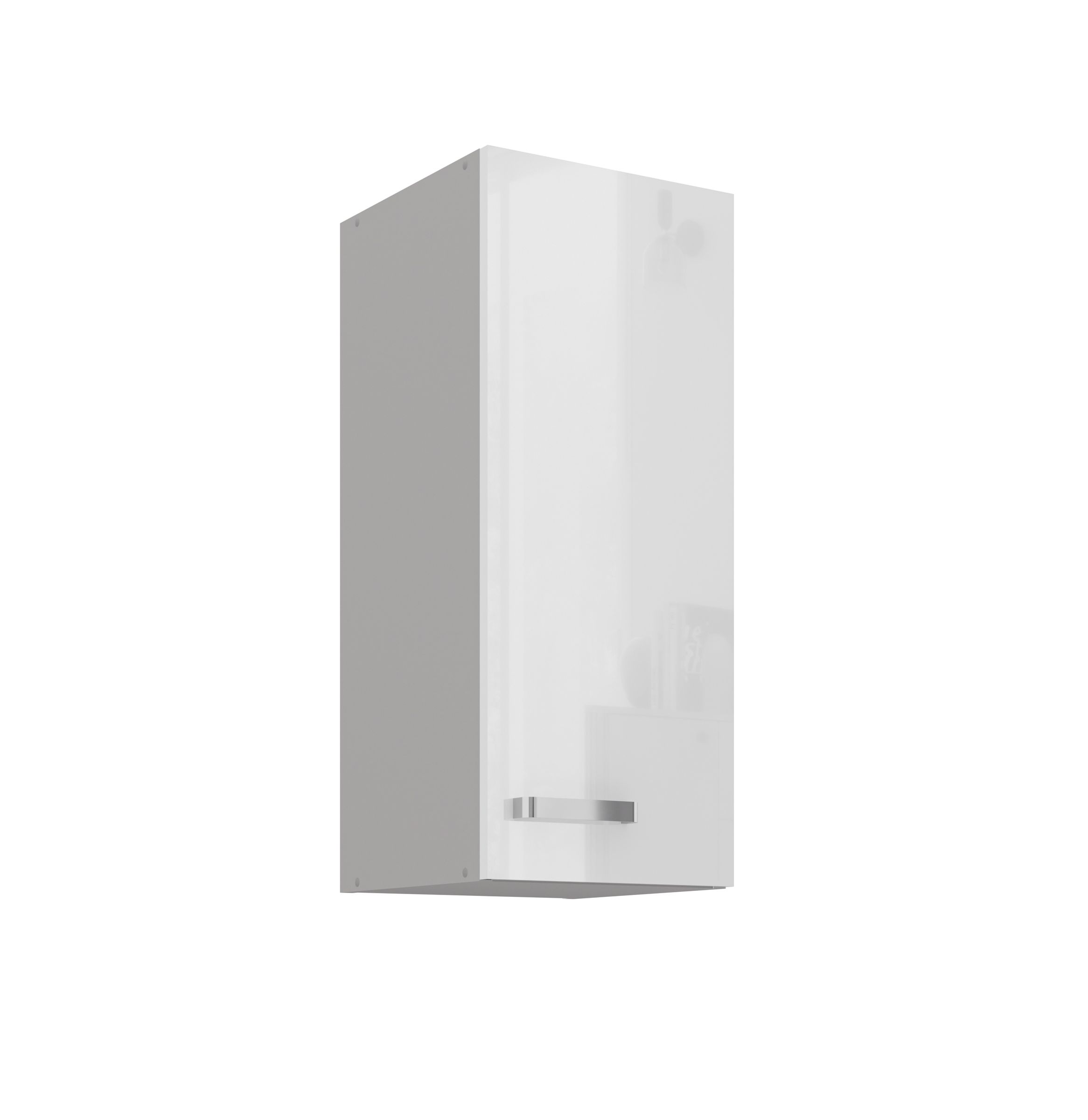 K&uuml;che H&auml;ngeschrank 30 Bianca Wei&szlig; Hochglanz + Grau K&uuml;chenzeile K&uuml;chenblock - Bild 1