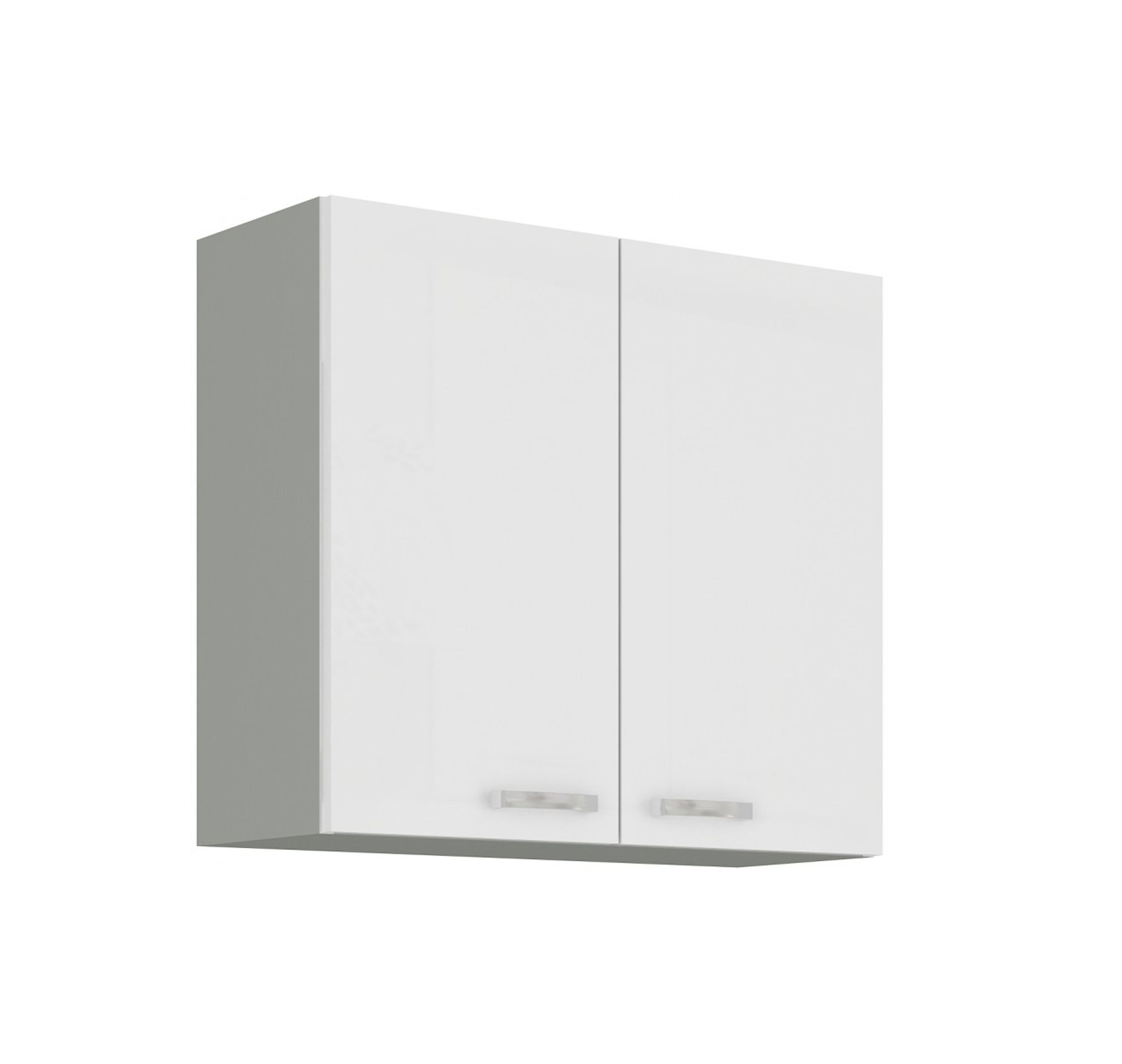 K&uuml;che H&auml;ngeschrank 80 Bianca Wei&szlig; Hochglanz + Grau K&uuml;chenzeile K&uuml;chenblock - Bild 1