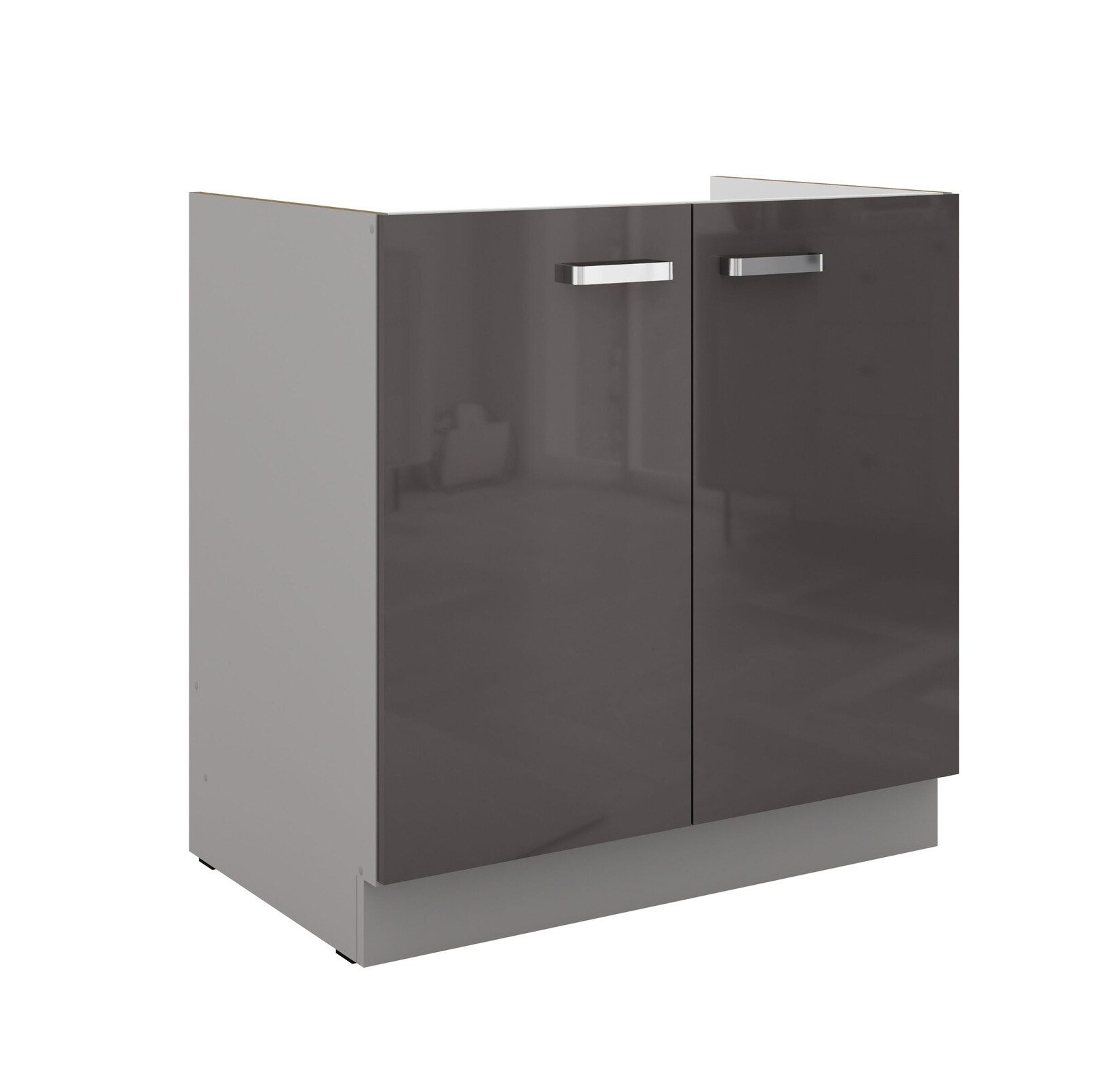 Spülen Unterschrank 80 Hochglanz Grau Küchenzeile Küchenblock Küche Grey Bianca
