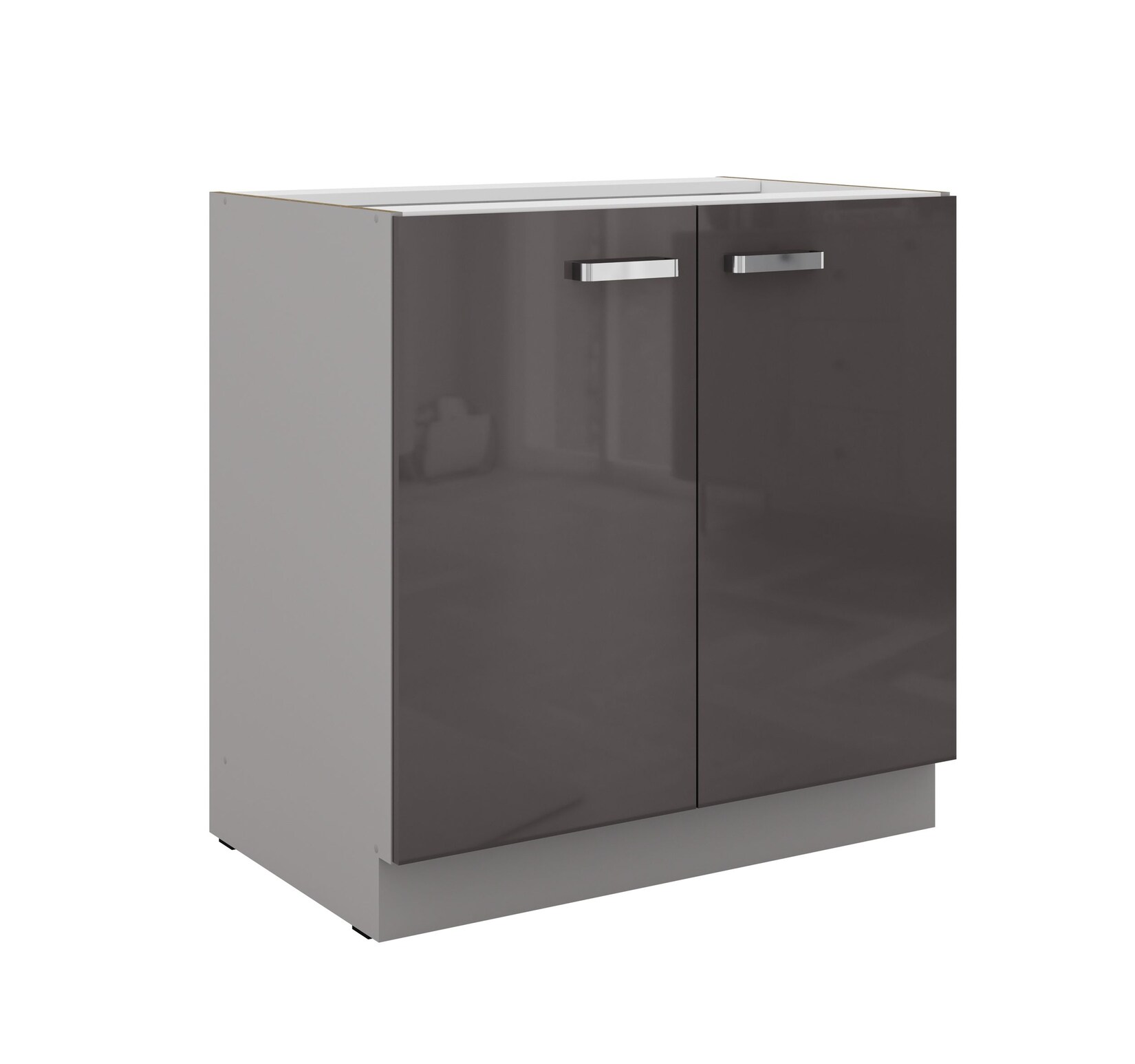 Küchen Unterschrank 80 Hochglanz Grau Küchenzeile Küchenblock Küche Grey Bianca