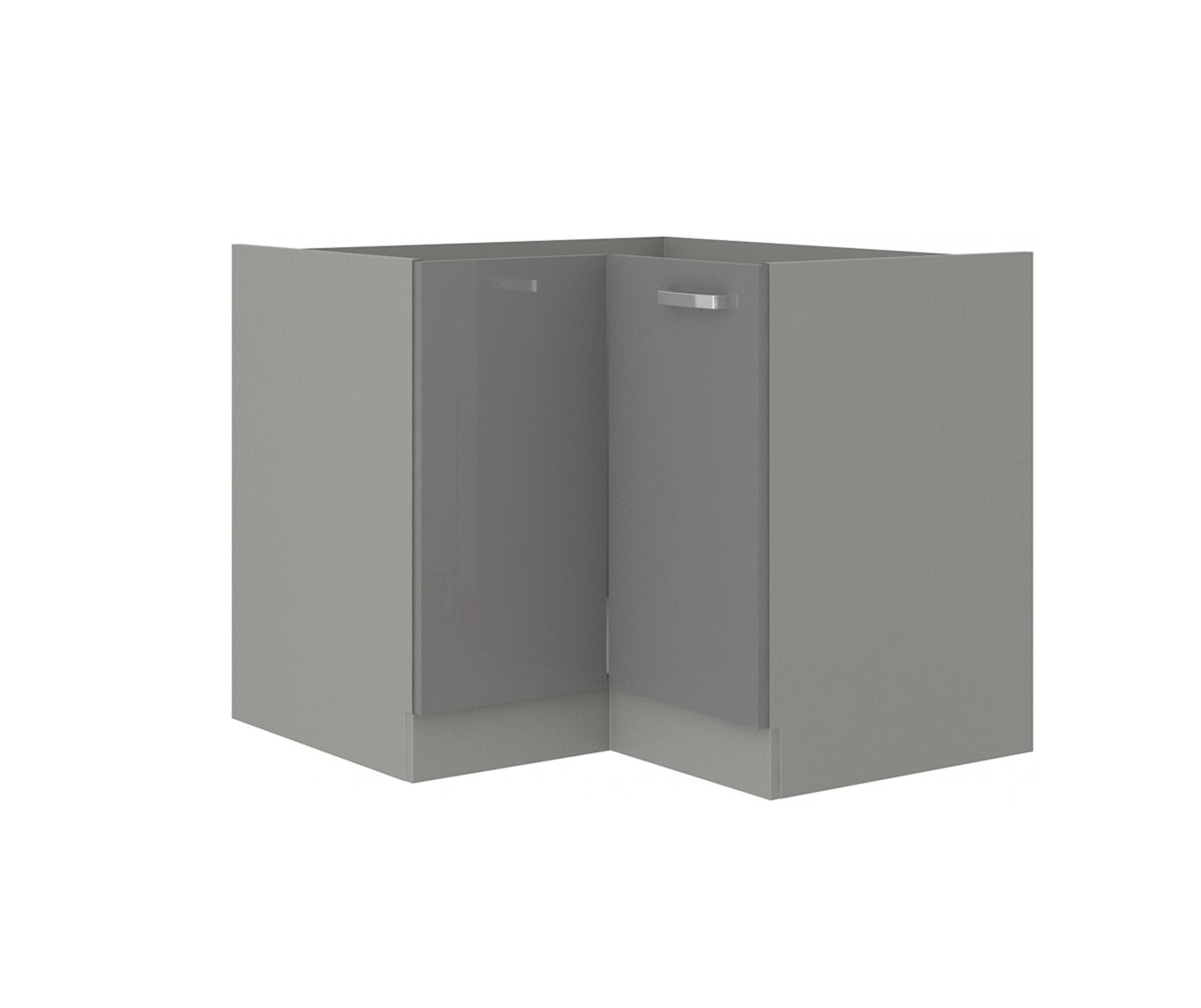 Eckunterschrank 90x90 Hochglanz Grau K&uuml;chenzeile K&uuml;chenblock K&uuml;che Grey Bianca - Bild 1