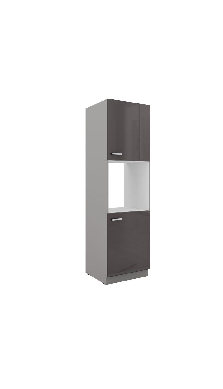 Küchen Hochschrank 60cm Hochglanz Grau Küchenzeile Küchenblock Küche Grey Bianca