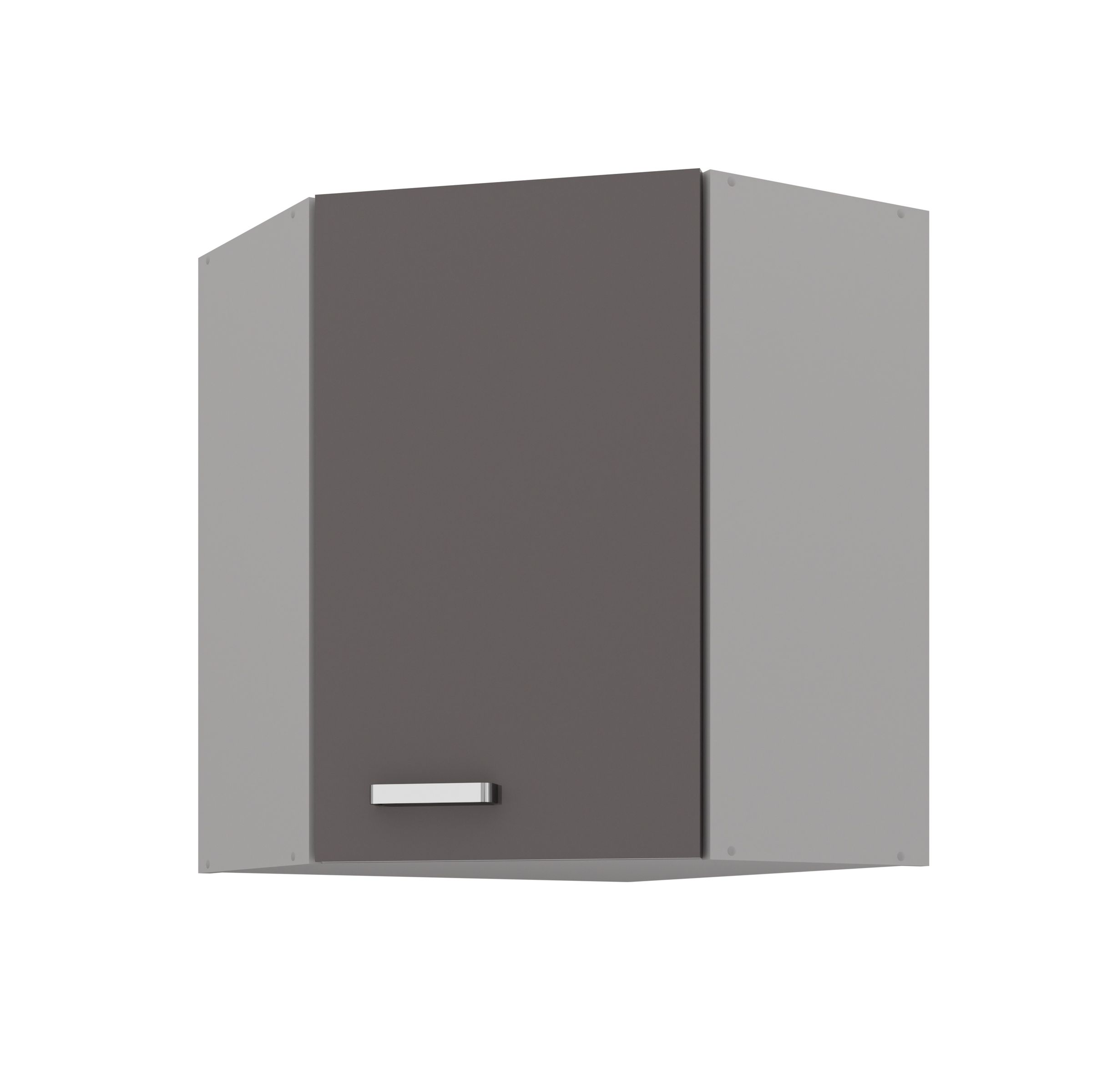 Eckh&auml;ngeschrank 60x60 Hochglanz Grau K&uuml;chenzeile K&uuml;chenblock K&uuml;che Grey Bianca - Bild 1