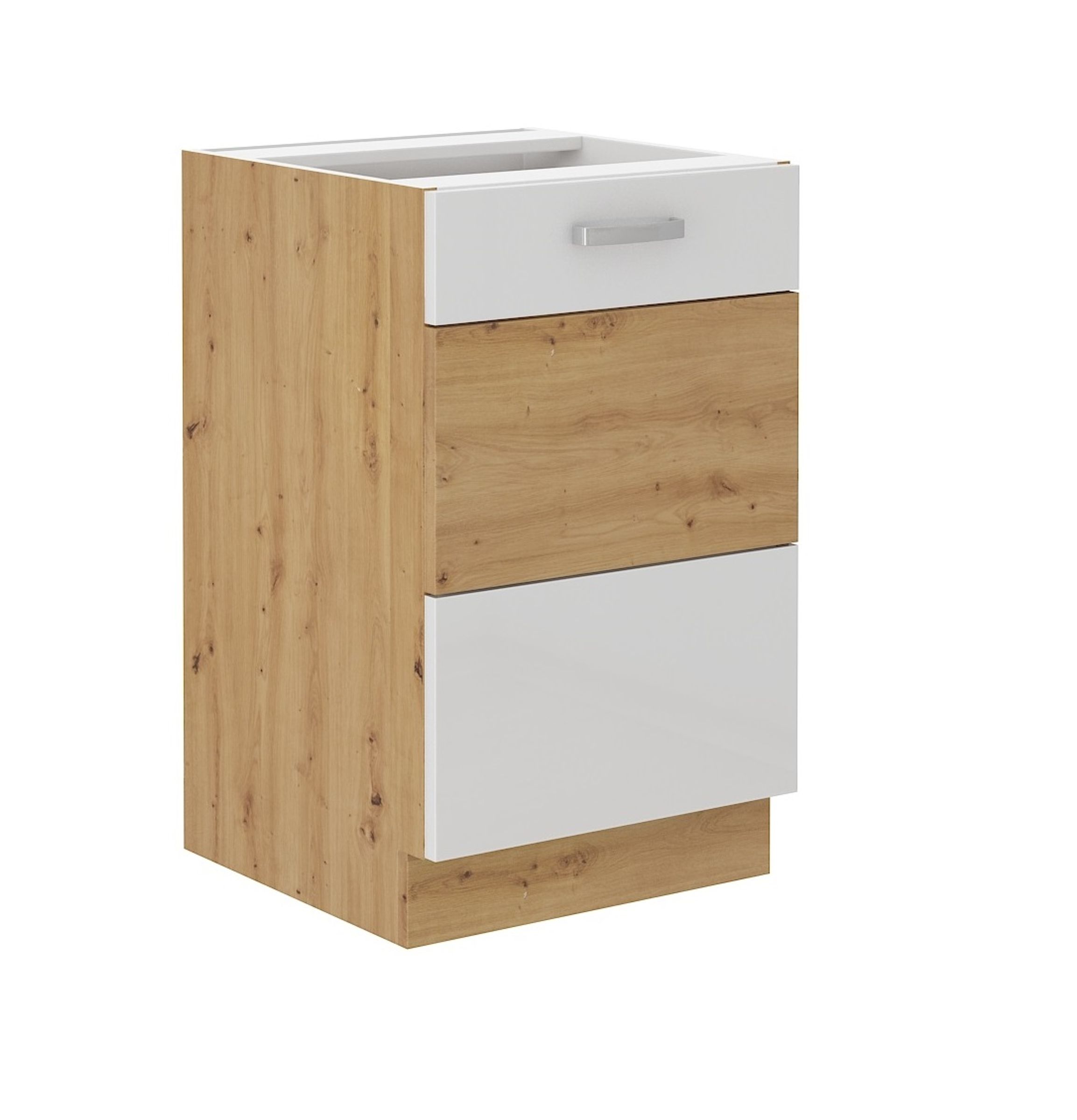 Sp&uuml;lenschrank 50 cm Eiche Artisan + Wei&szlig; Hochglanz K&uuml;chenzeile K&uuml;chenblock K&uuml;che - Bild 1