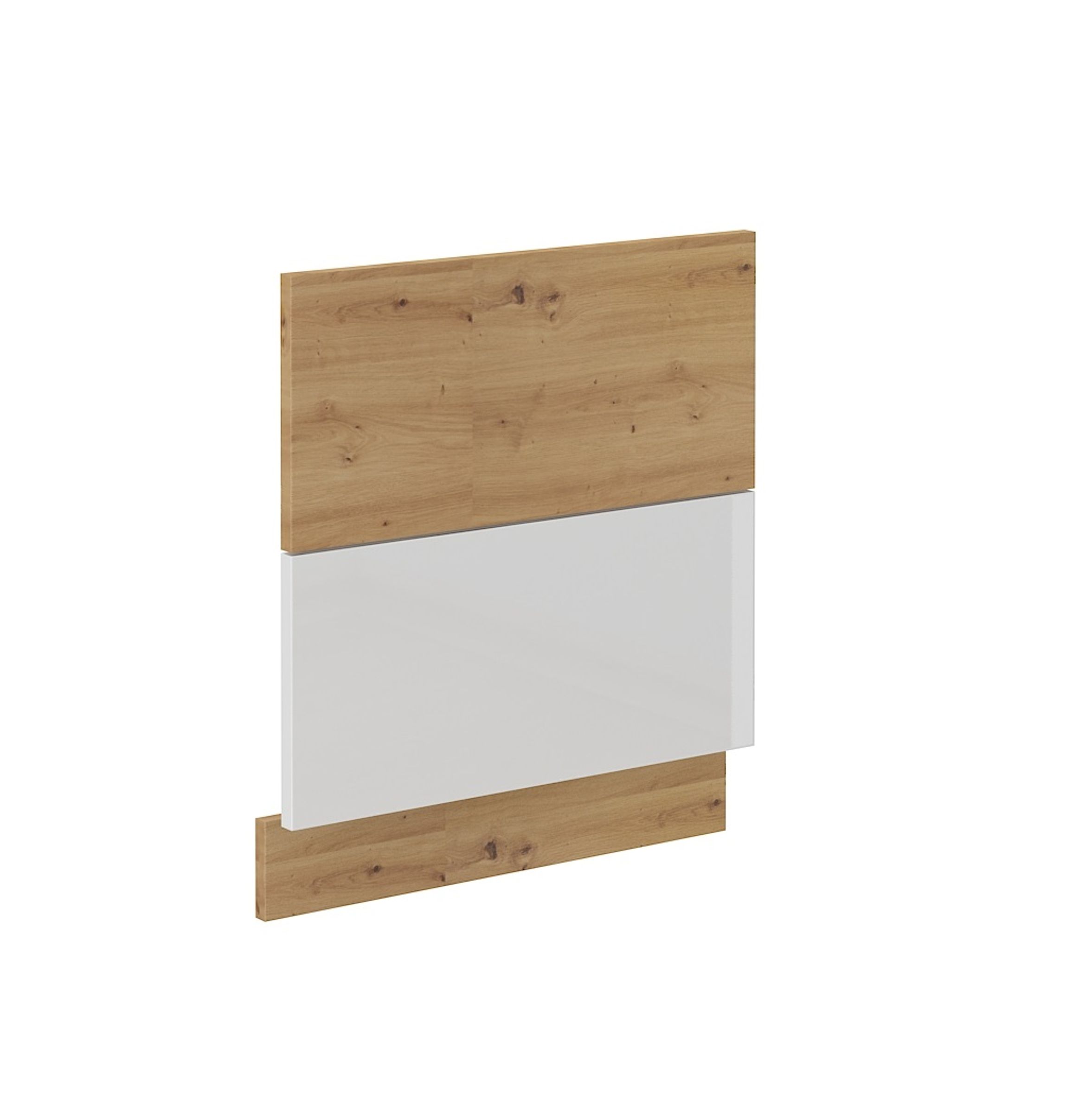 Frontblende f&uuml;r integrierten Geschirrsp&uuml;ler 60 cm Eiche Artisan + Wei&szlig; Hochglanz - Bild 1