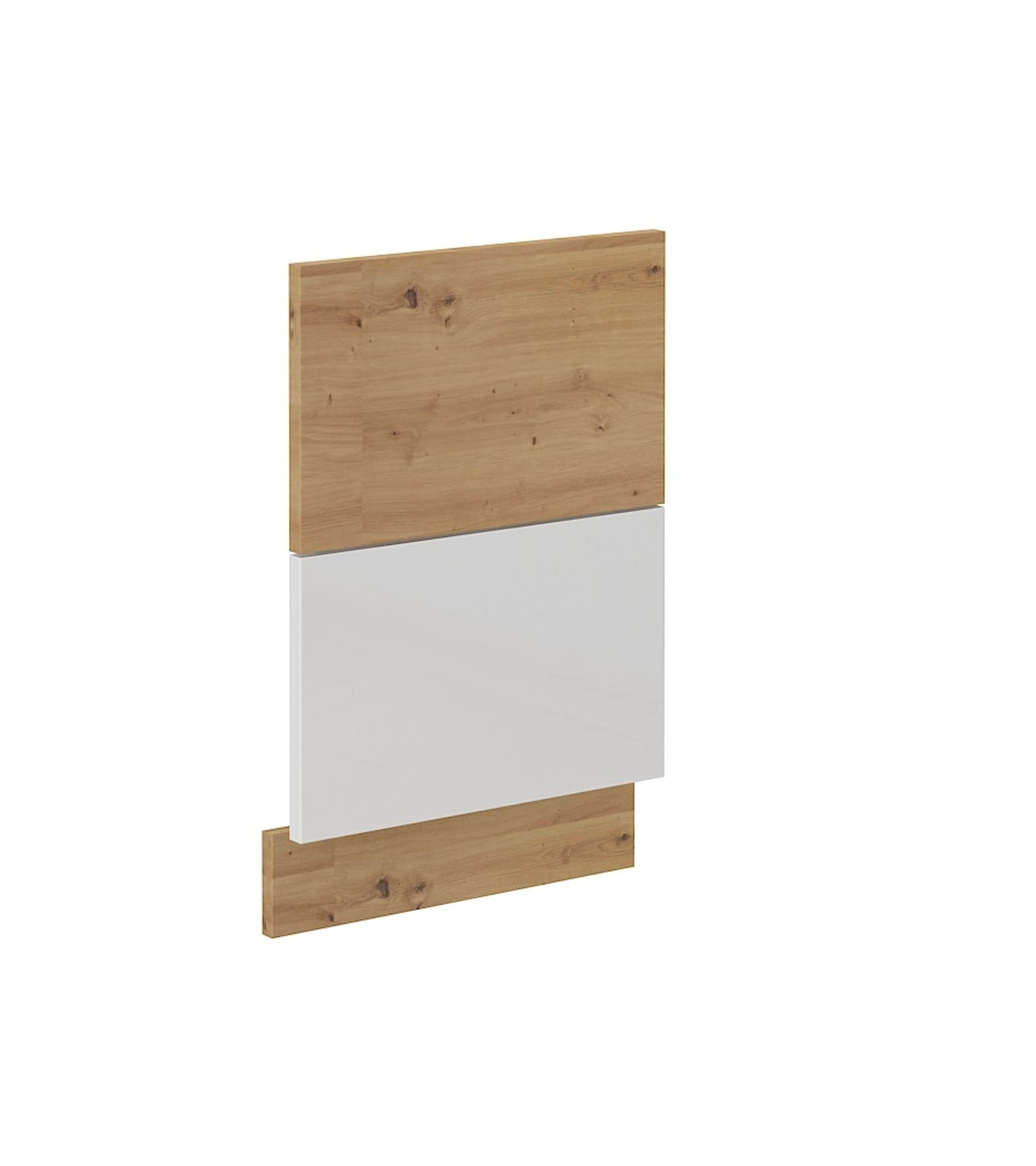 Frontblende f&uuml;r integrierten Geschirrsp&uuml;ler 45 cm Eiche Artisan + Wei&szlig; Hochglanz - Bild 1