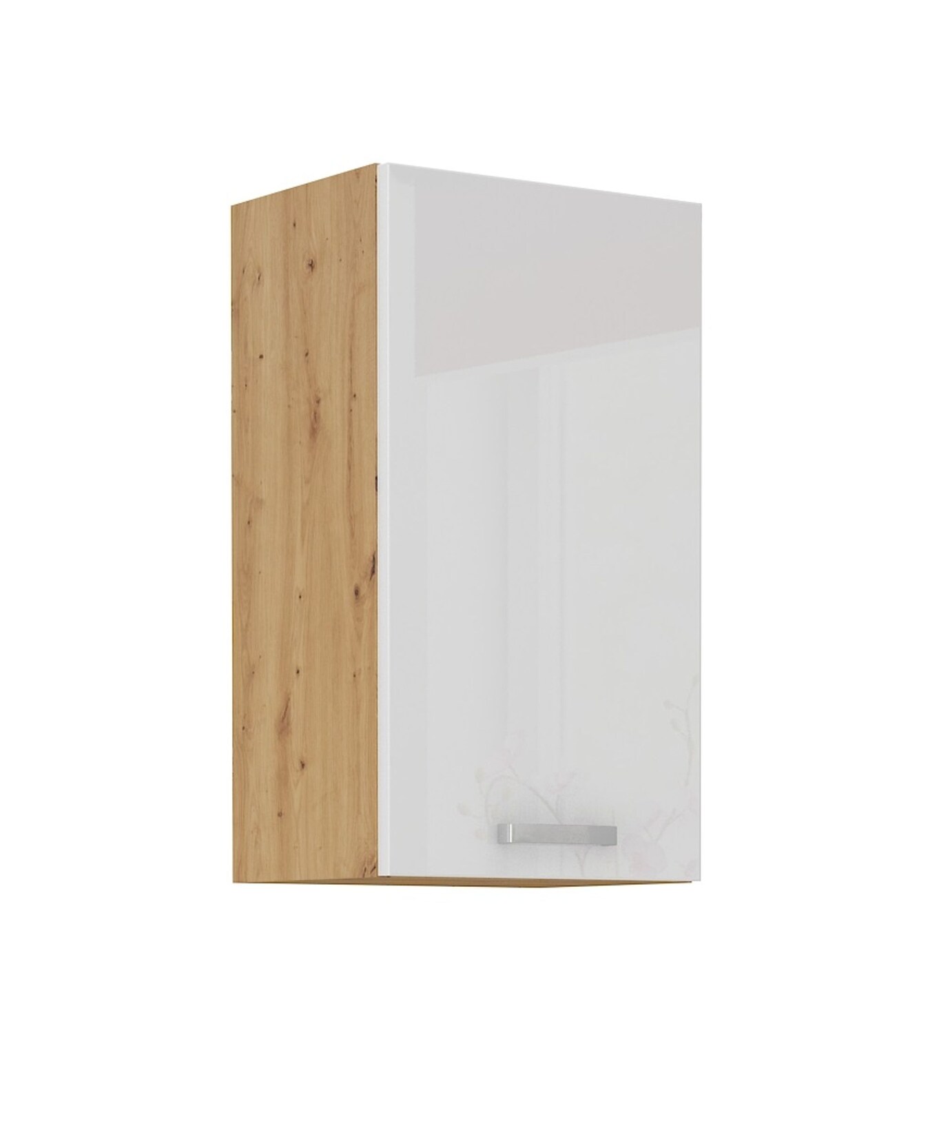 Hängeschrank 45 cm Eiche Artisan + Weiß Hochglanz Küchenzeile Küchenblock Küche