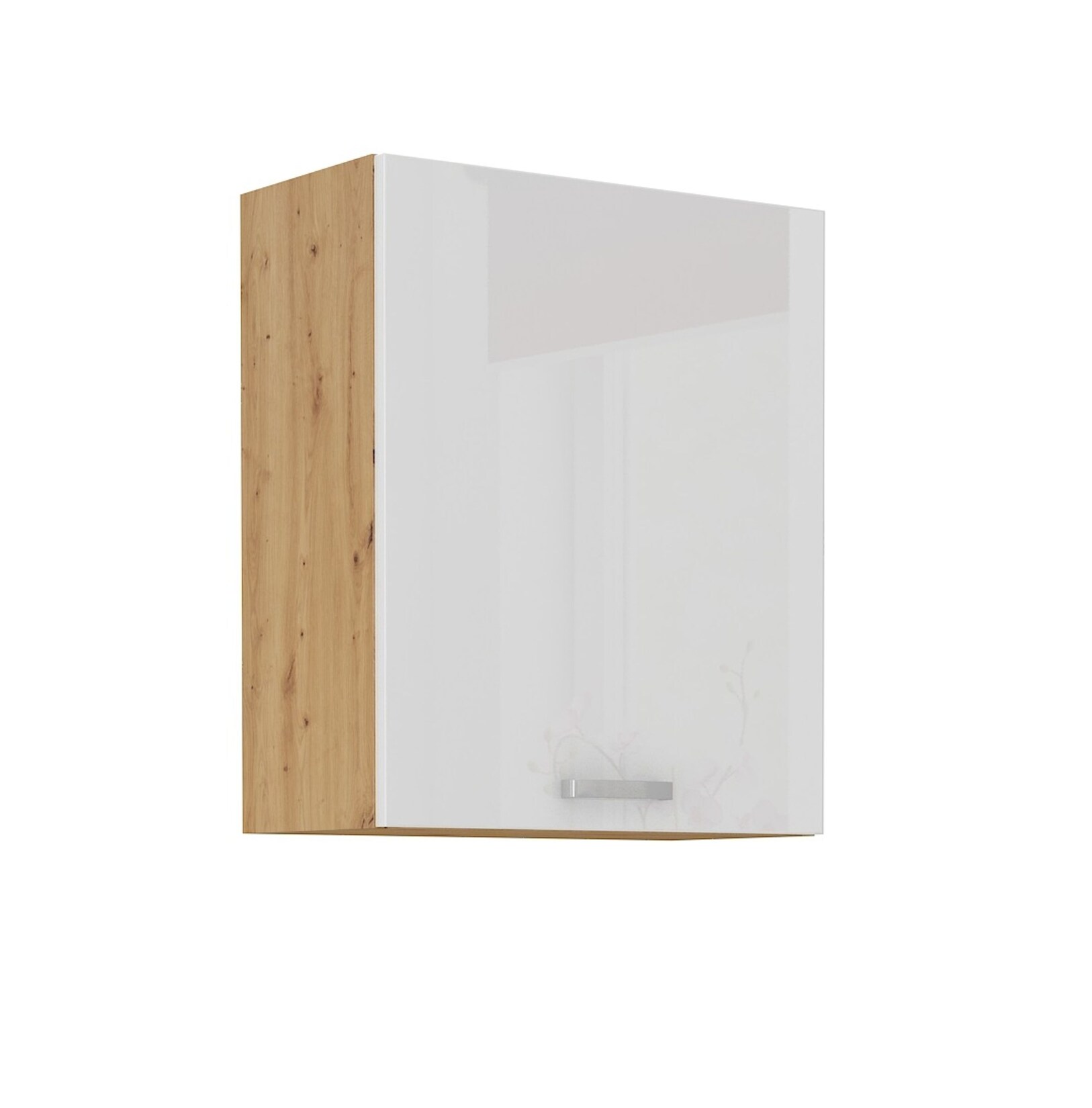 Hängeschrank 60 cm Eiche Artisan + Weiß Hochglanz Küchenzeile Küchenblock Küche
