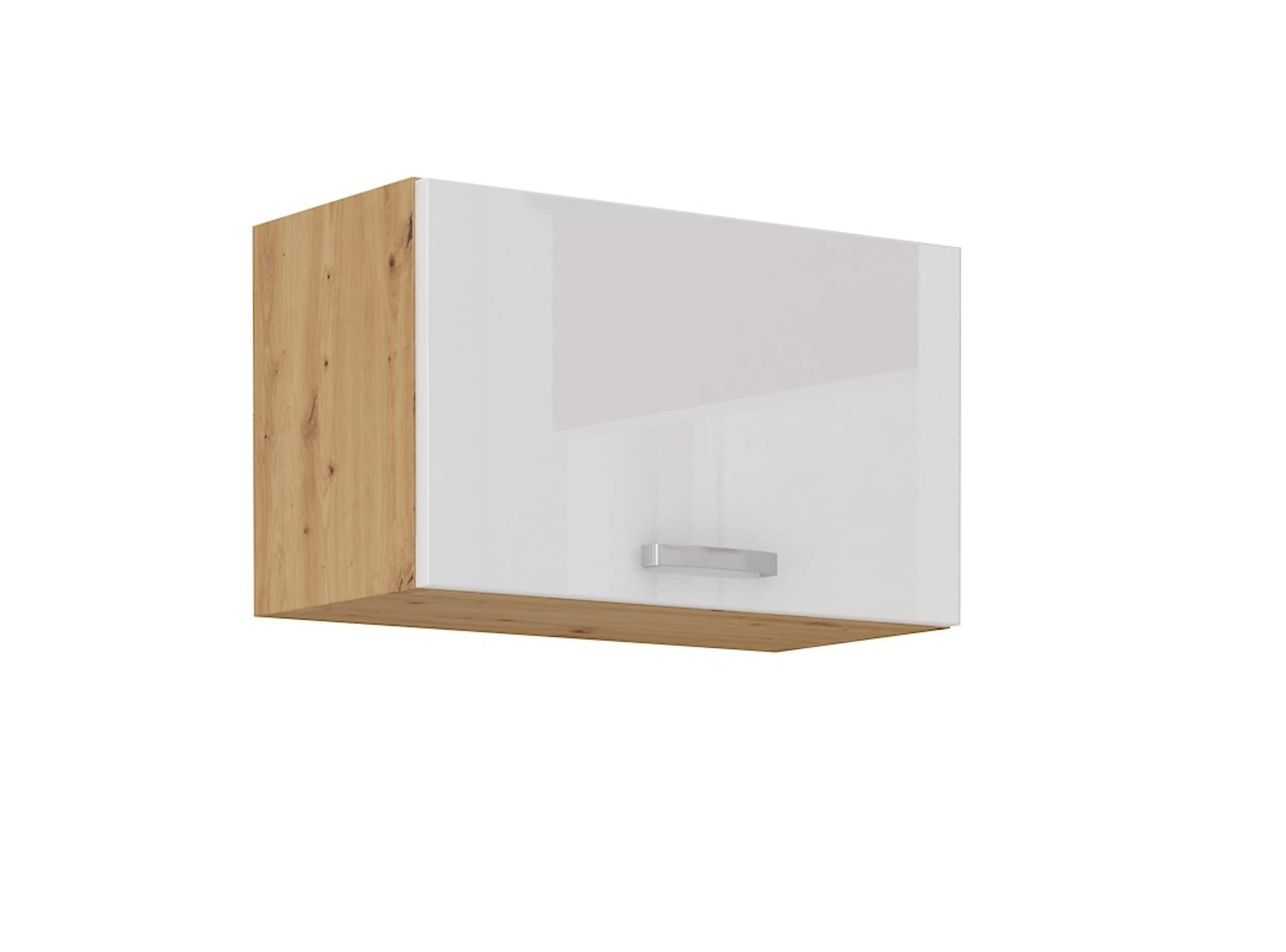 H&auml;ngeschrank 60 cm Eiche Artisan + Wei&szlig; Hochglanz K&uuml;chenzeile K&uuml;chenblock K&uuml;che - Bild 1