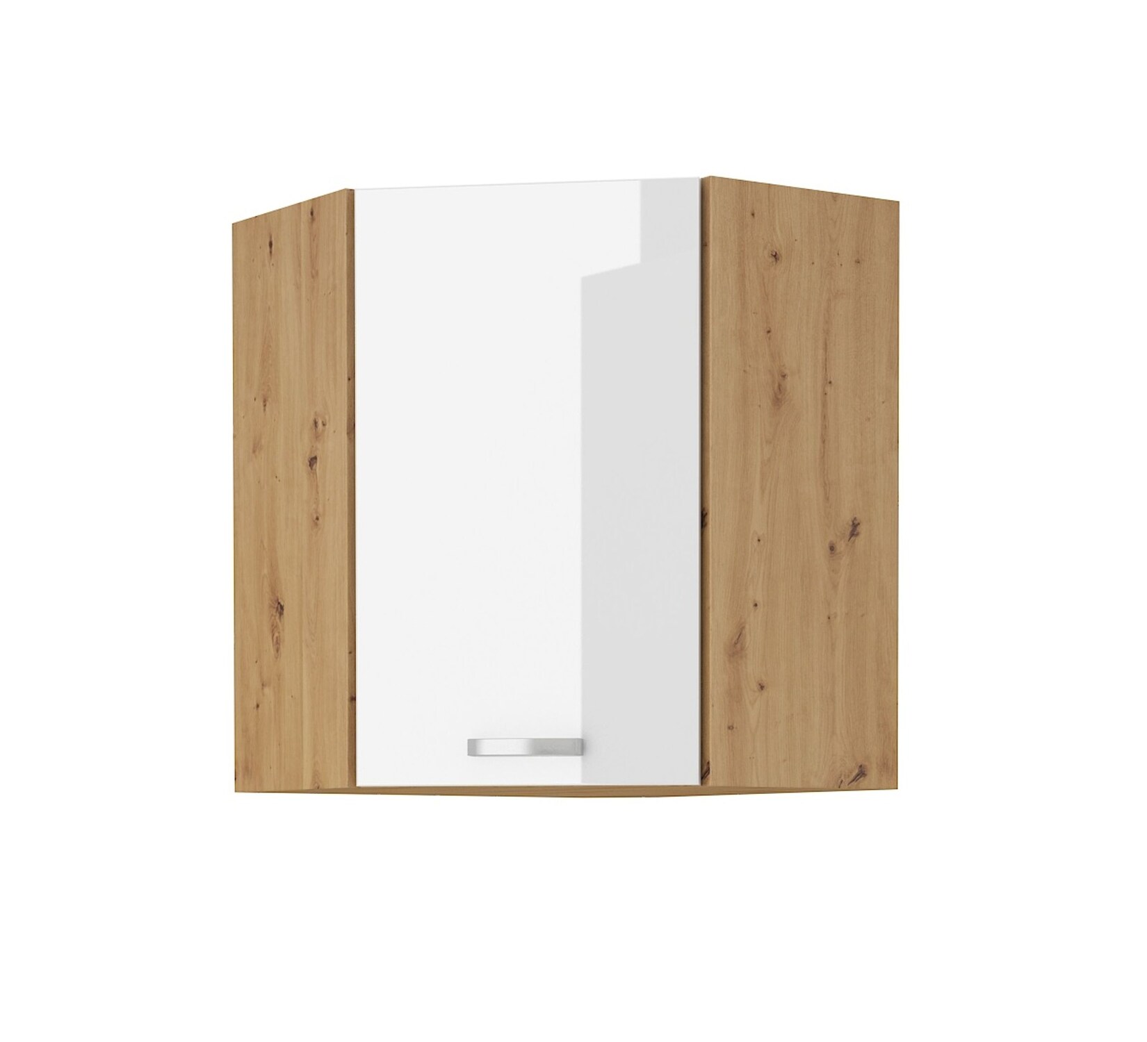 Eckhängeschrank 60x60 Eiche Artisan Weiß Hochglanz Küchenzeile Küchenblock Küche