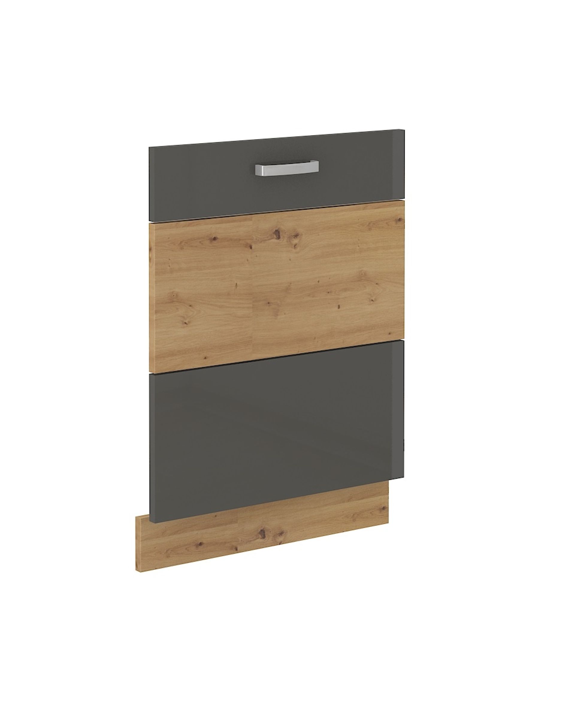 Frontblende f&uuml;r vollintegrierten Geschirrsp&uuml;ler 60 Eiche Artisan Grau Hochglanz - Bild 1