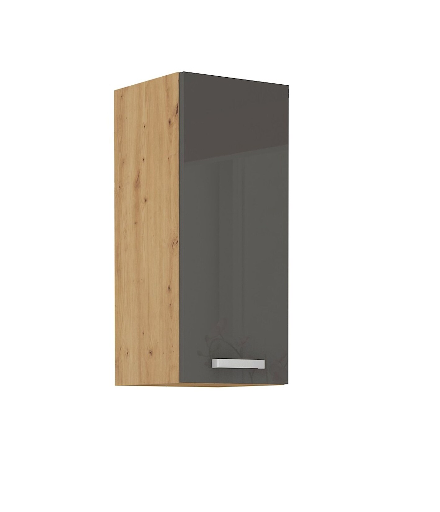 Hängeschrank 30 cm Eiche Artisan + Grau Hochglanz Küchenzeile Küchenblock Küche