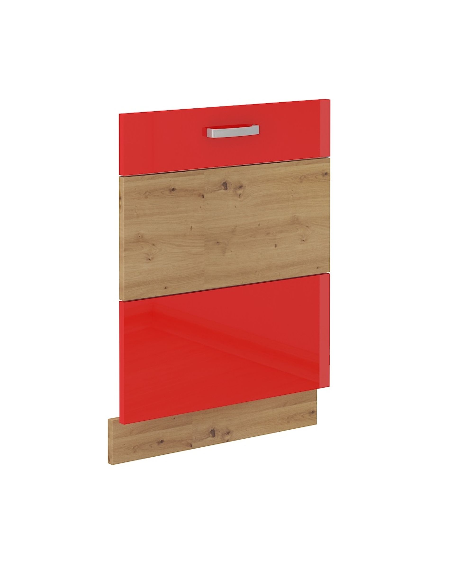 Frontblende f&uuml;r vollintegrierten Geschirrsp&uuml;ler 60 Eiche Artisan Rot Hochglanz - Bild 1