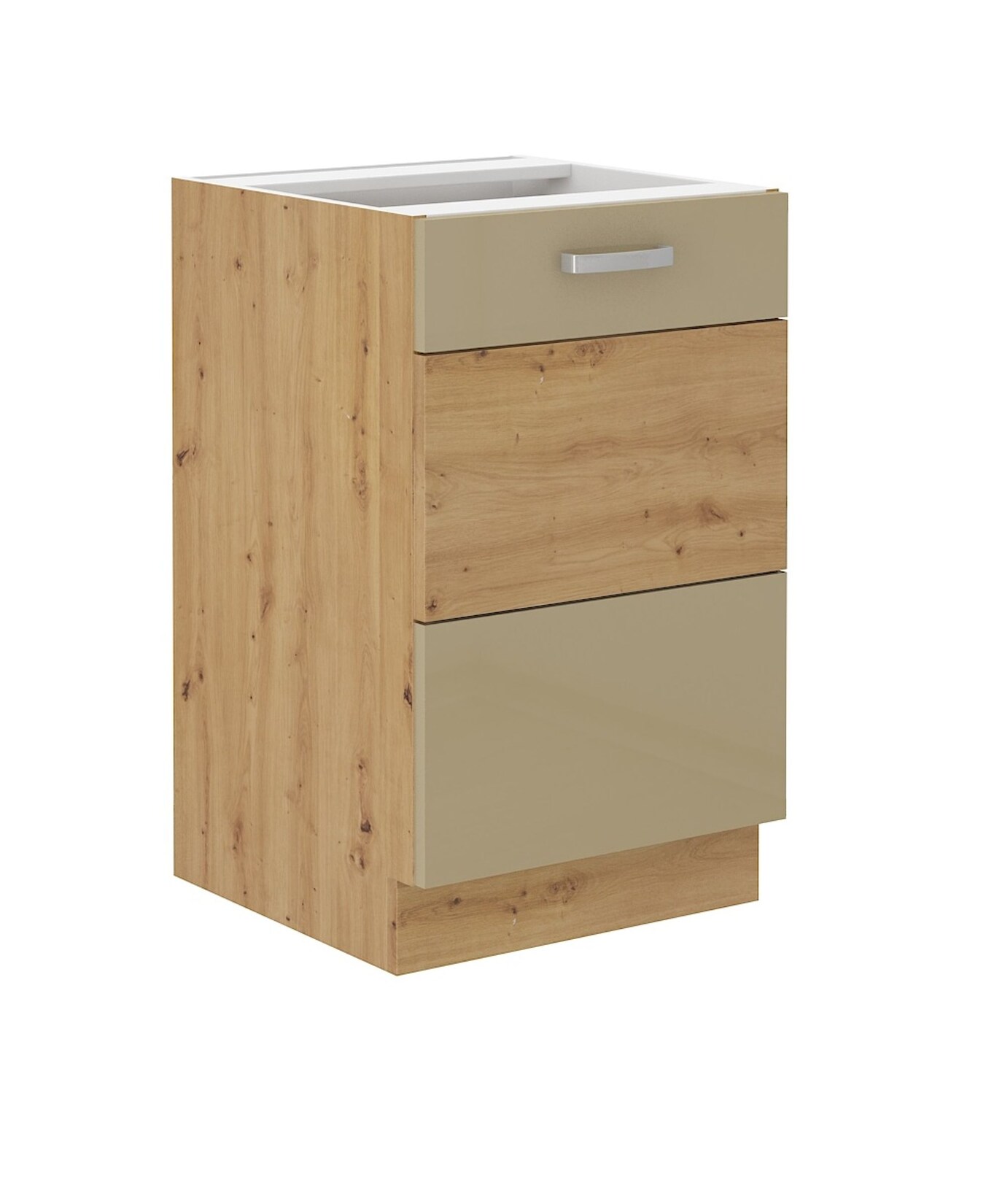 Spülenschrank 50 cm Eiche Artisan Cappuccino Glanz Küchenzeile Küchenblock Küche