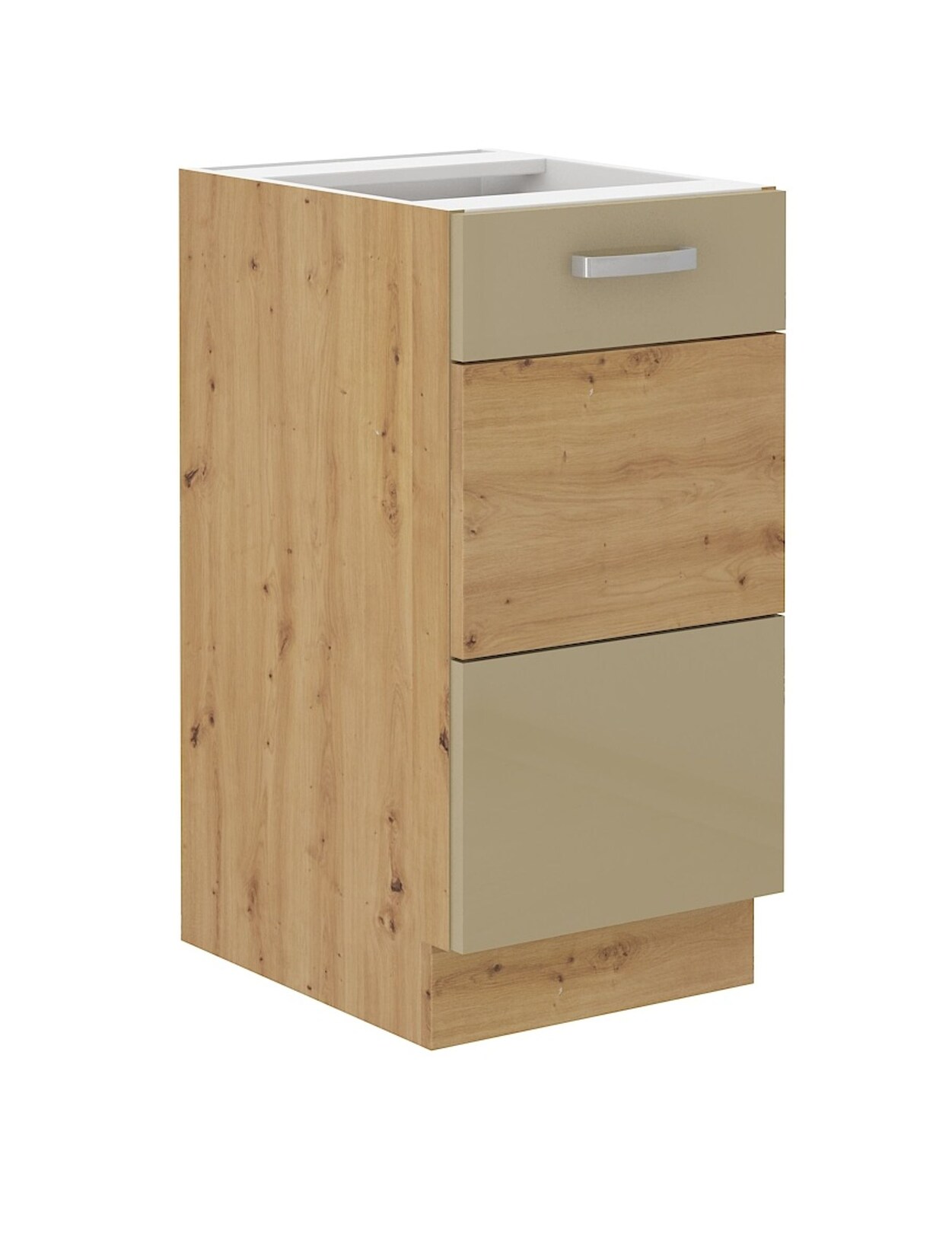 Unterschrank 40 Eiche Artisan Cappuccino Hochglanz Küchenzeile Küchenblock Küche