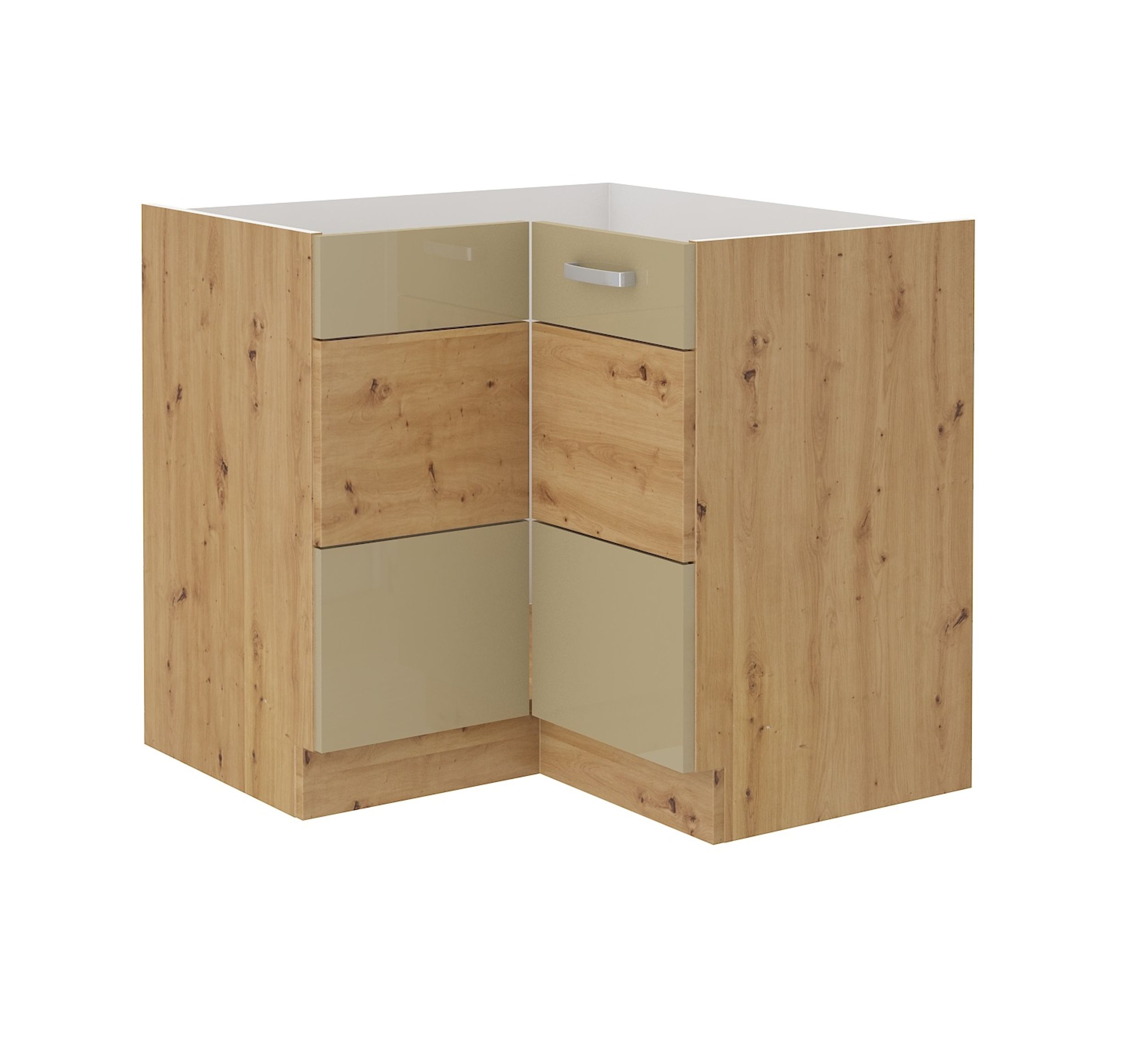 Eckunterschrank 90x90 Eiche Artisan Cappuccino Hochglanz K&uuml;chenzeile K&uuml;chenblock - Bild 1