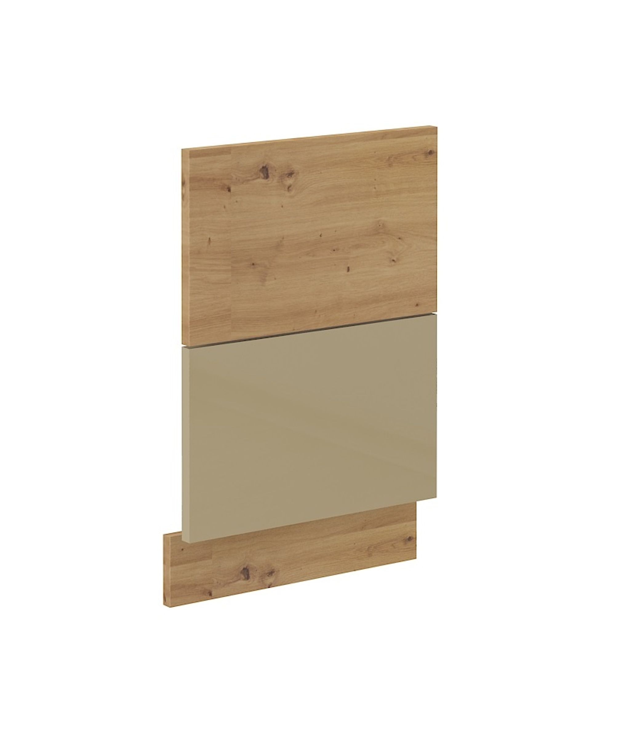 Frontblende f&uuml;r integrierten Geschirrsp&uuml;ler 45 Eiche Artisan + Cappuccino Glanz - Bild 1