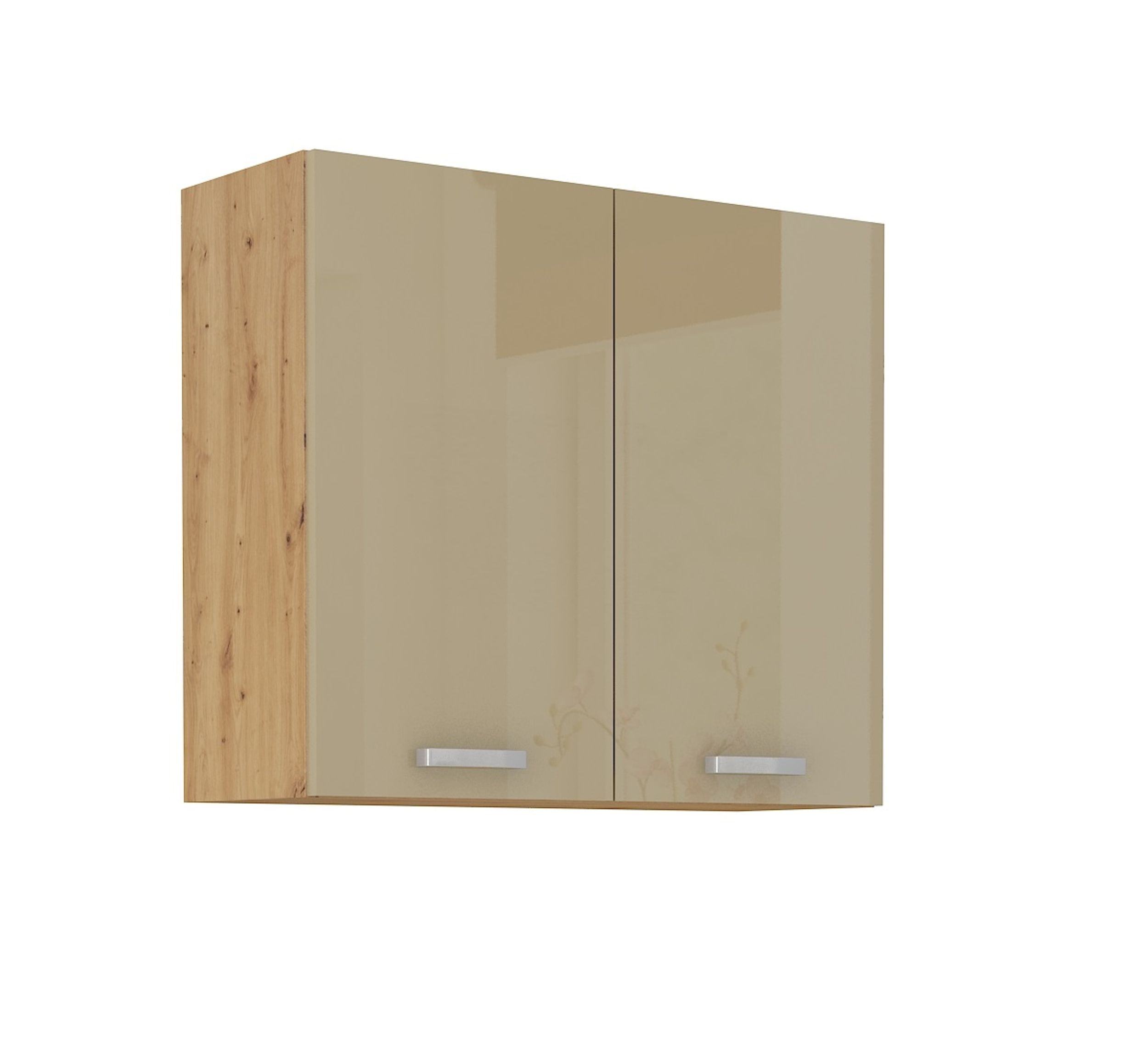 H&auml;ngeschrank 80 Eiche Artisan Cappuccino Hochglanz K&uuml;chenzeile K&uuml;chenblock K&uuml;che - Bild 1