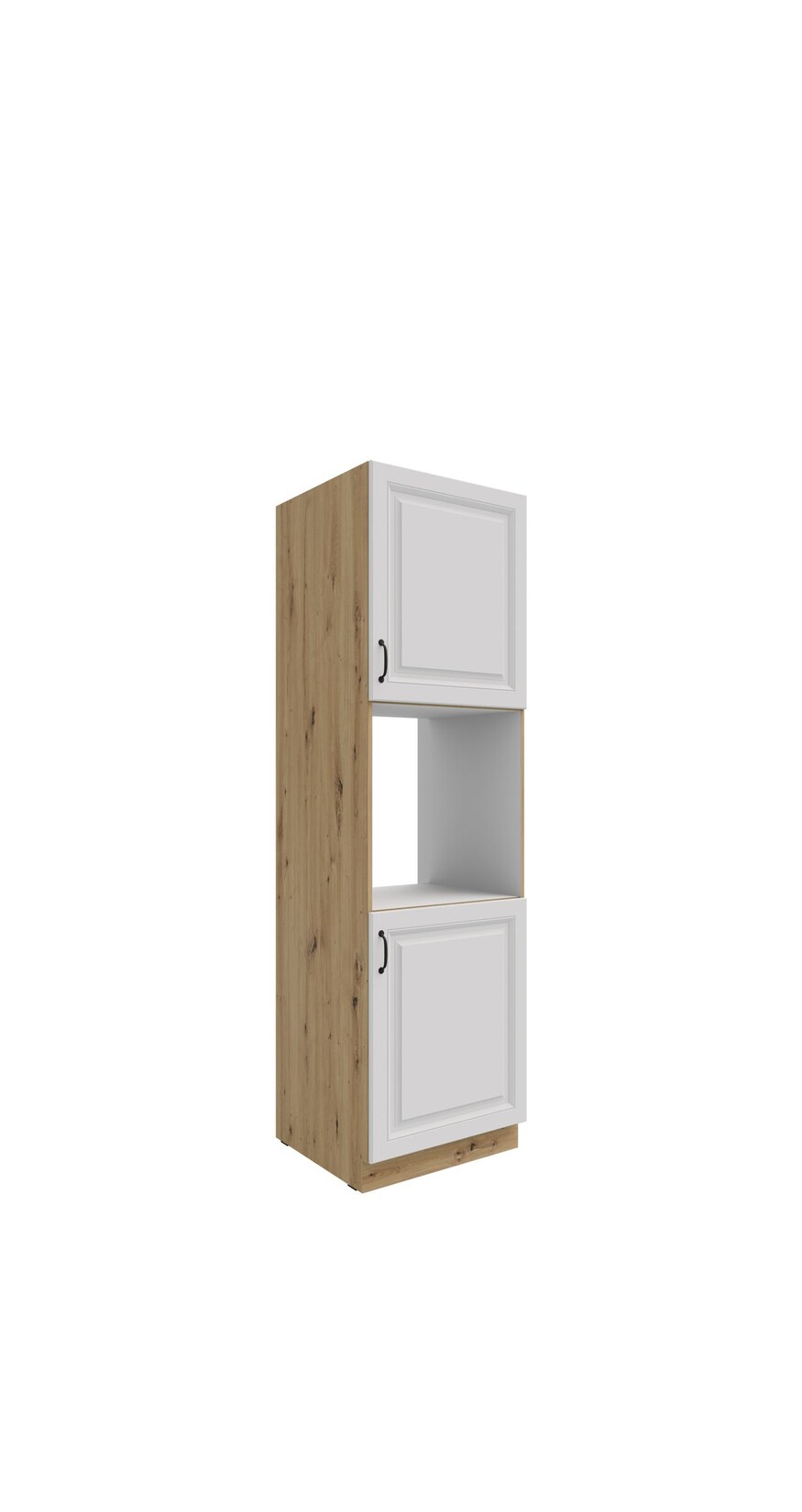 Küchen Hochschrank 60 cm Stilo Weiss + Eiche Artisan Küchenzeile Küchenblock