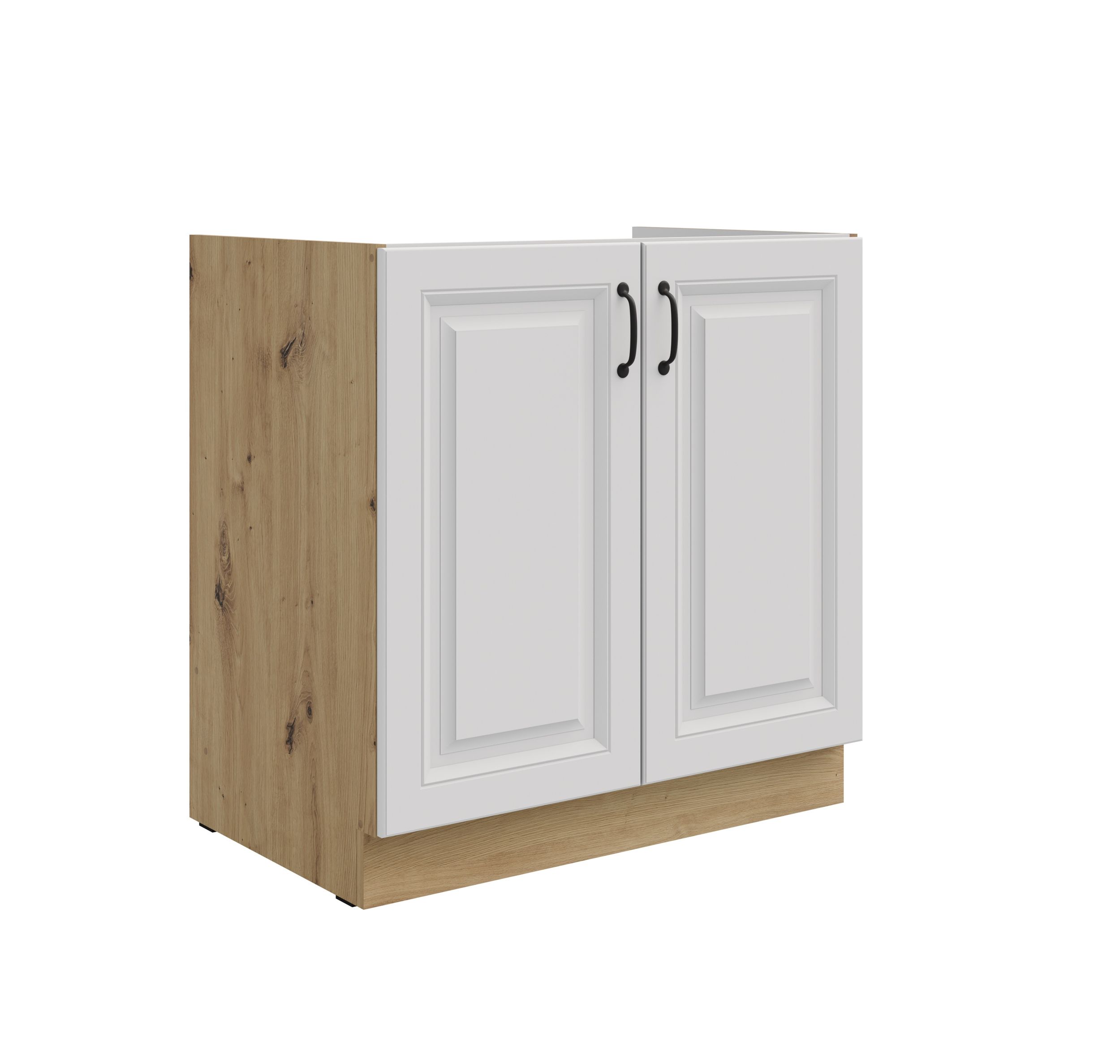 Sp&uuml;lenschrank 80 cm Stilo Weiss + Eiche Artisan K&uuml;chenzeile K&uuml;chenblock K&uuml;che - Bild 1