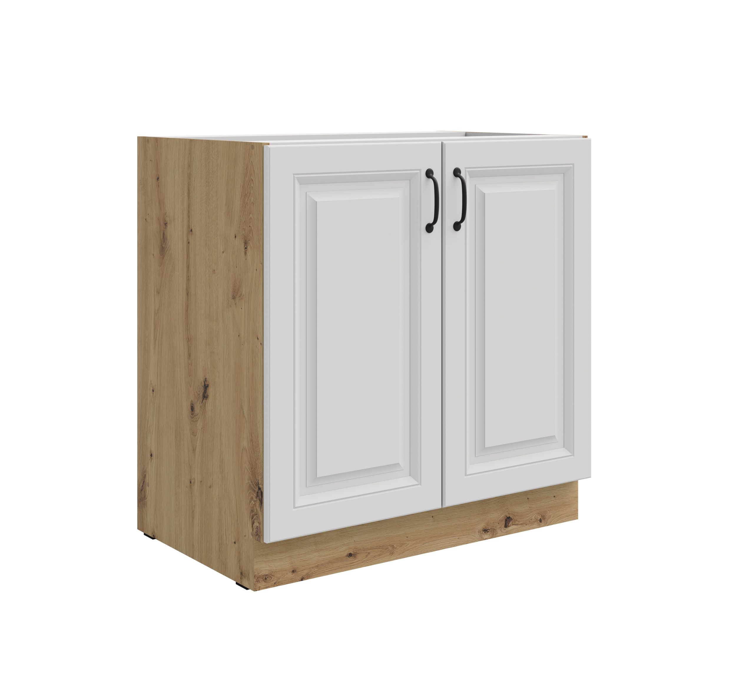 Unterschrank 80 cm Stilo Weiss + Eiche Artisan K&uuml;chenzeile K&uuml;chenblock K&uuml;che - Bild 1