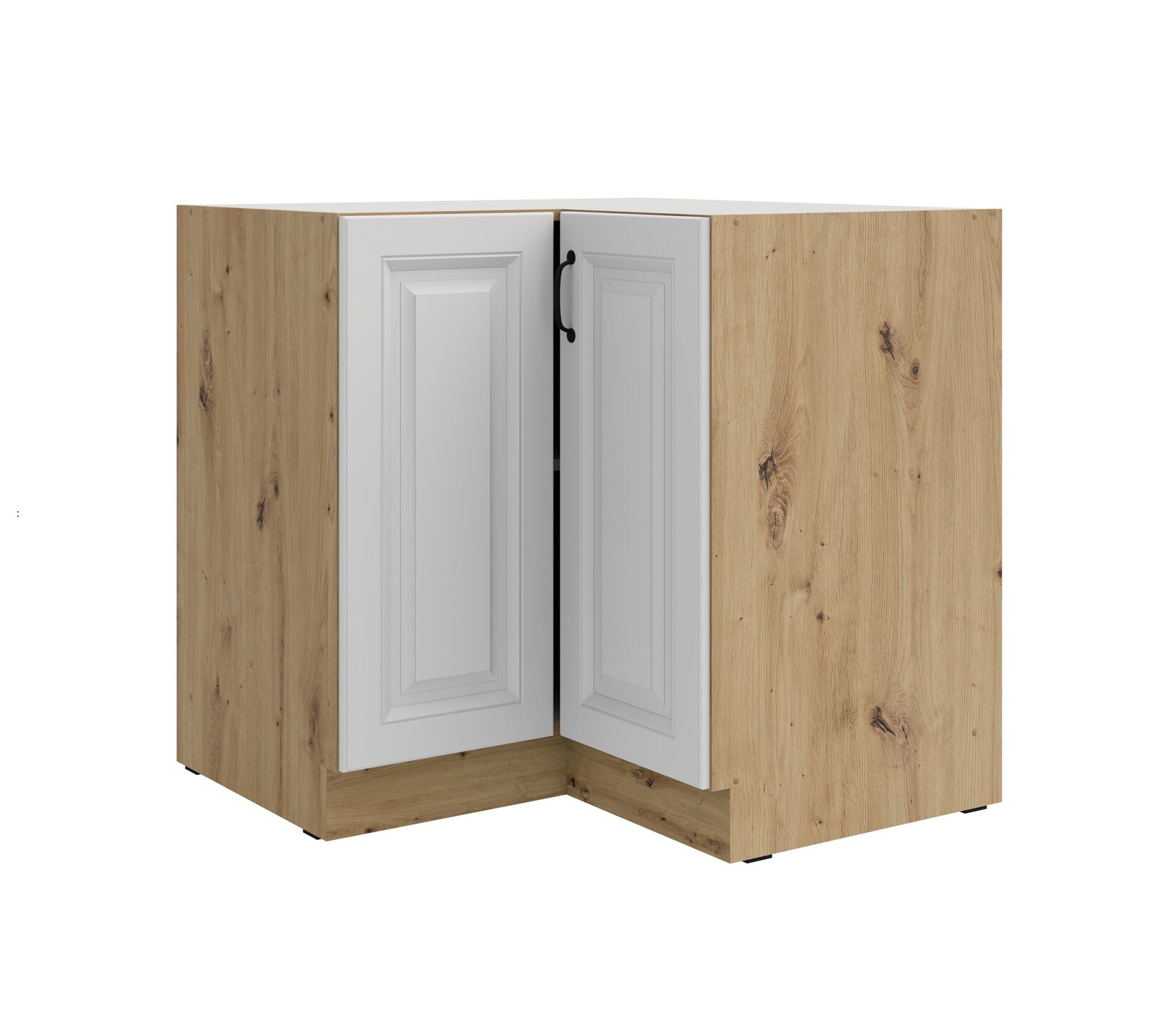 Eckunterschrank 90x90 cm Stilo Weiß Eiche Artisan Küchenzeile Küchenblock Küche
