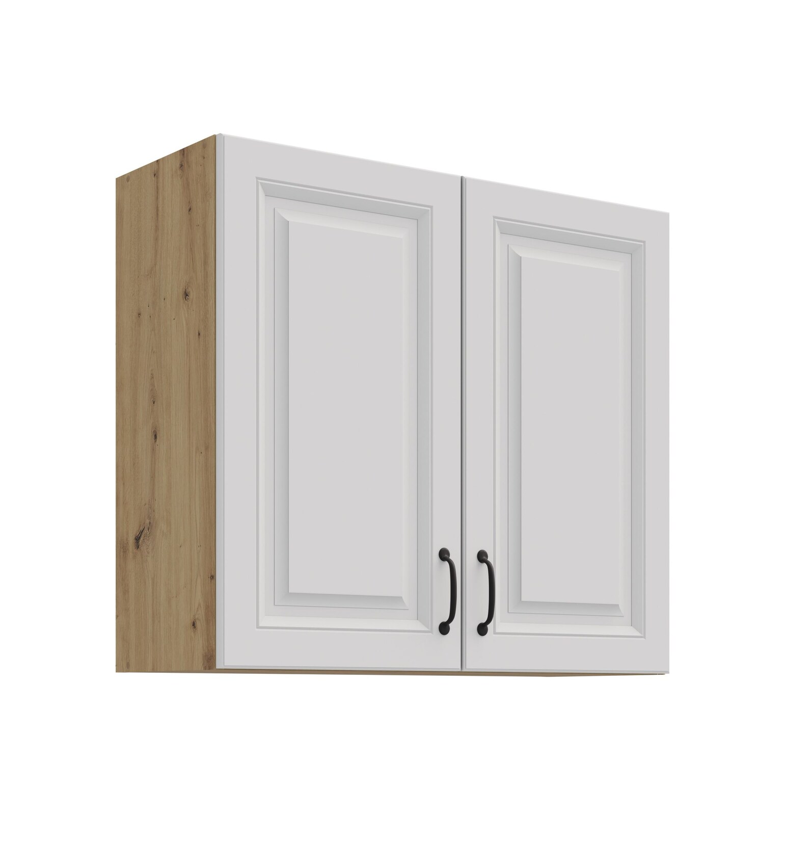 Hängeschrank 80 cm Stilo Weiss + Eiche Artisan Küchenzeile Küchenblock Küche