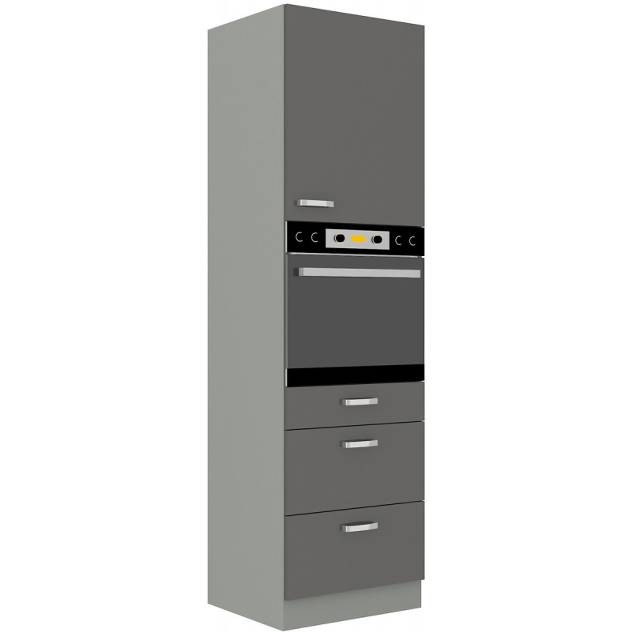 K&uuml;chen Hochschrank 60 Bianca Grau Hochglanz + Grau K&uuml;chenzeile K&uuml;chenblock Grey - Bild 1