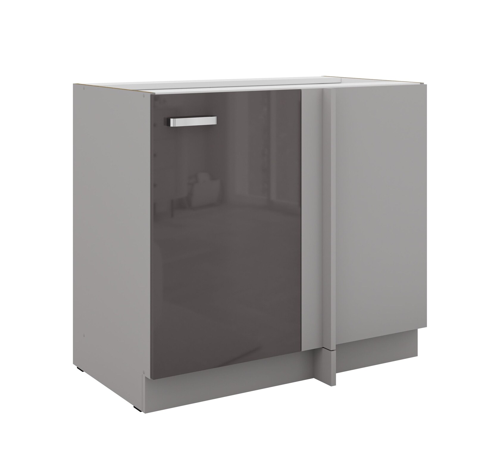 Eckunterschrank 105 Bianca Grau Hochglanz Küchenzeile Küchenblock Küche Grey