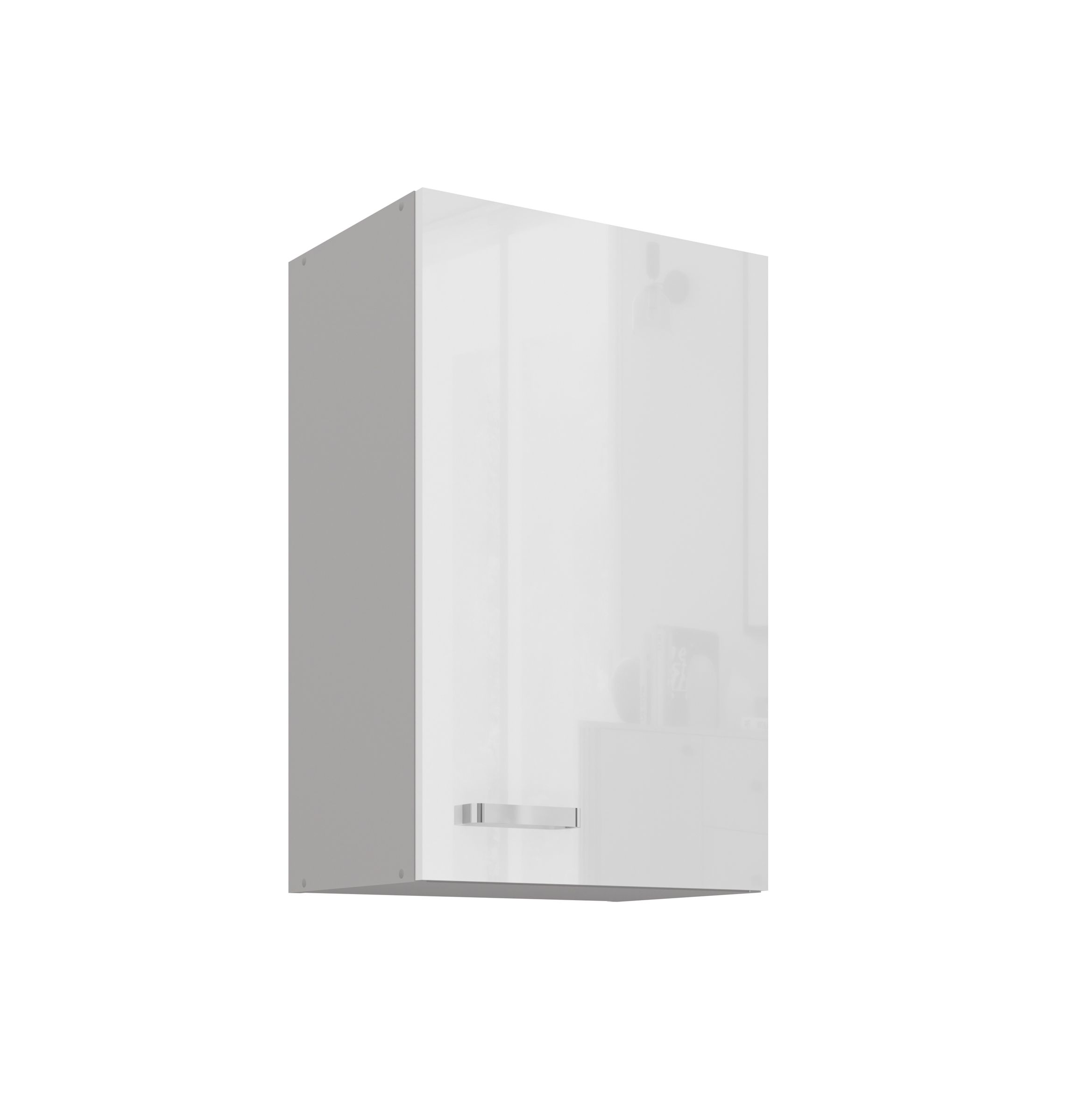 K&uuml;che H&auml;ngeschrank 45 Bianca Wei&szlig; Hochglanz + Grau K&uuml;chenzeile K&uuml;chenblock - Bild 1