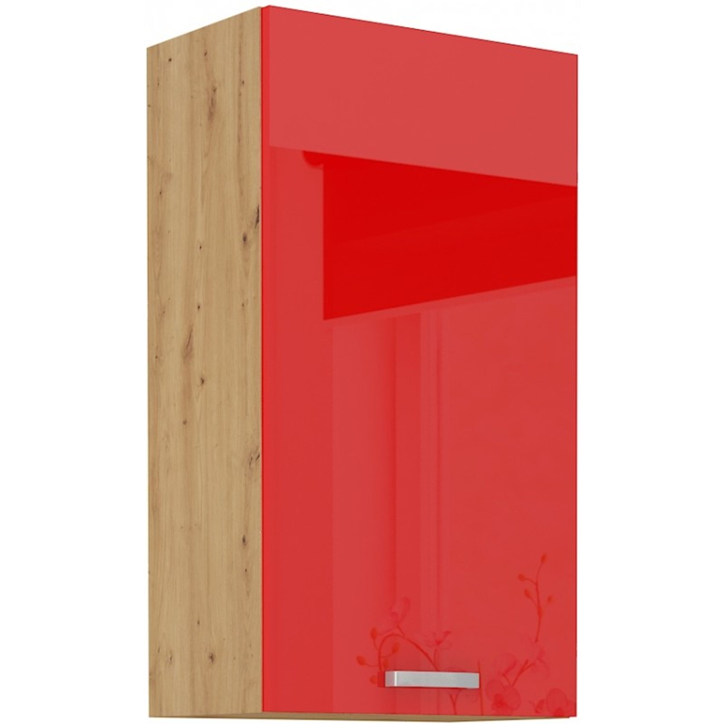 H&auml;ngeschrank 50-90 cm Eiche Artisan Rot Hochglanz K&uuml;chenzeile K&uuml;chenblock K&uuml;che - Bild 1