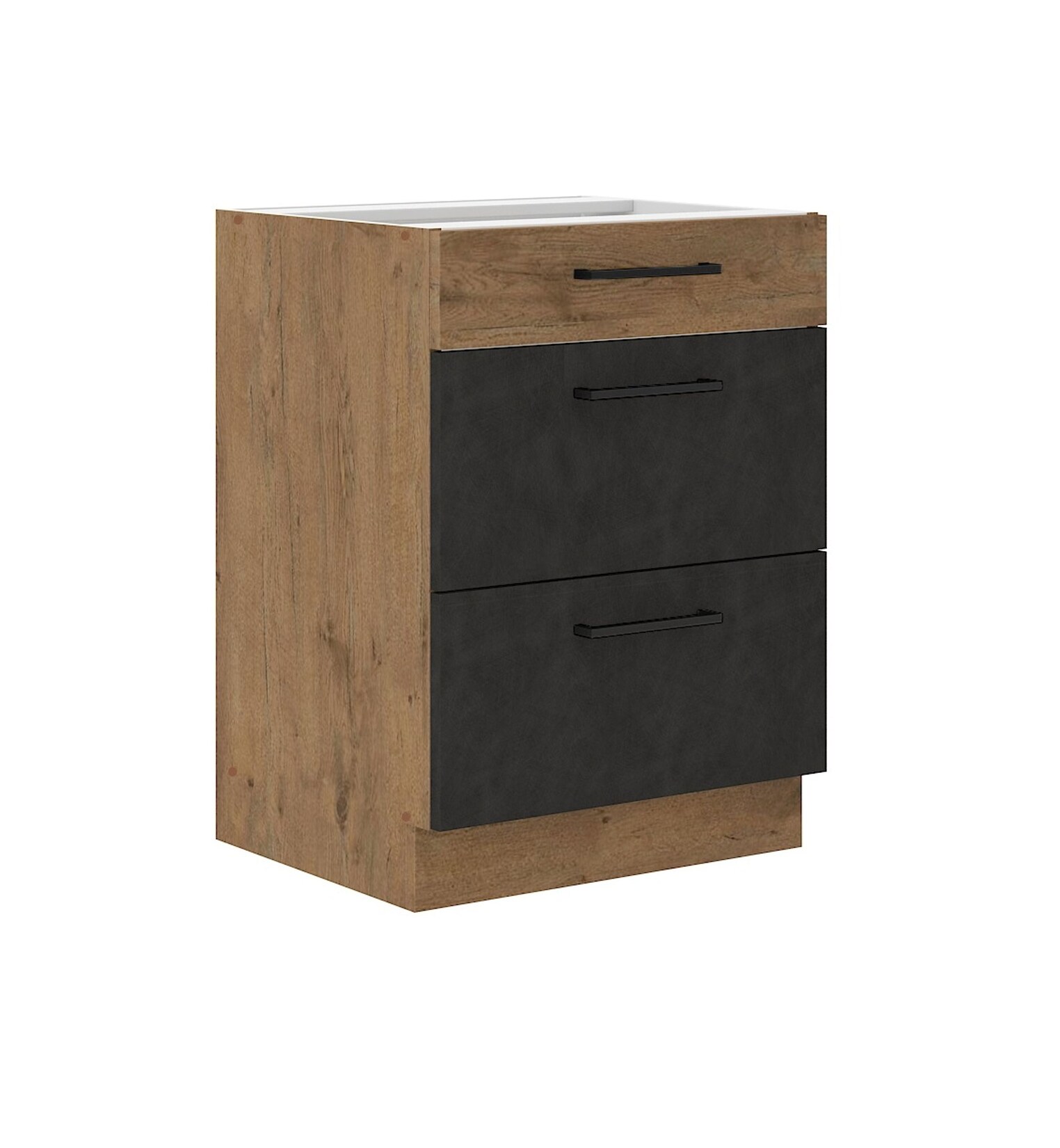 Vigo Unterschrank 60 cm Eiche Lancelot Matera Grau Vollauszug Soft-Close Küche