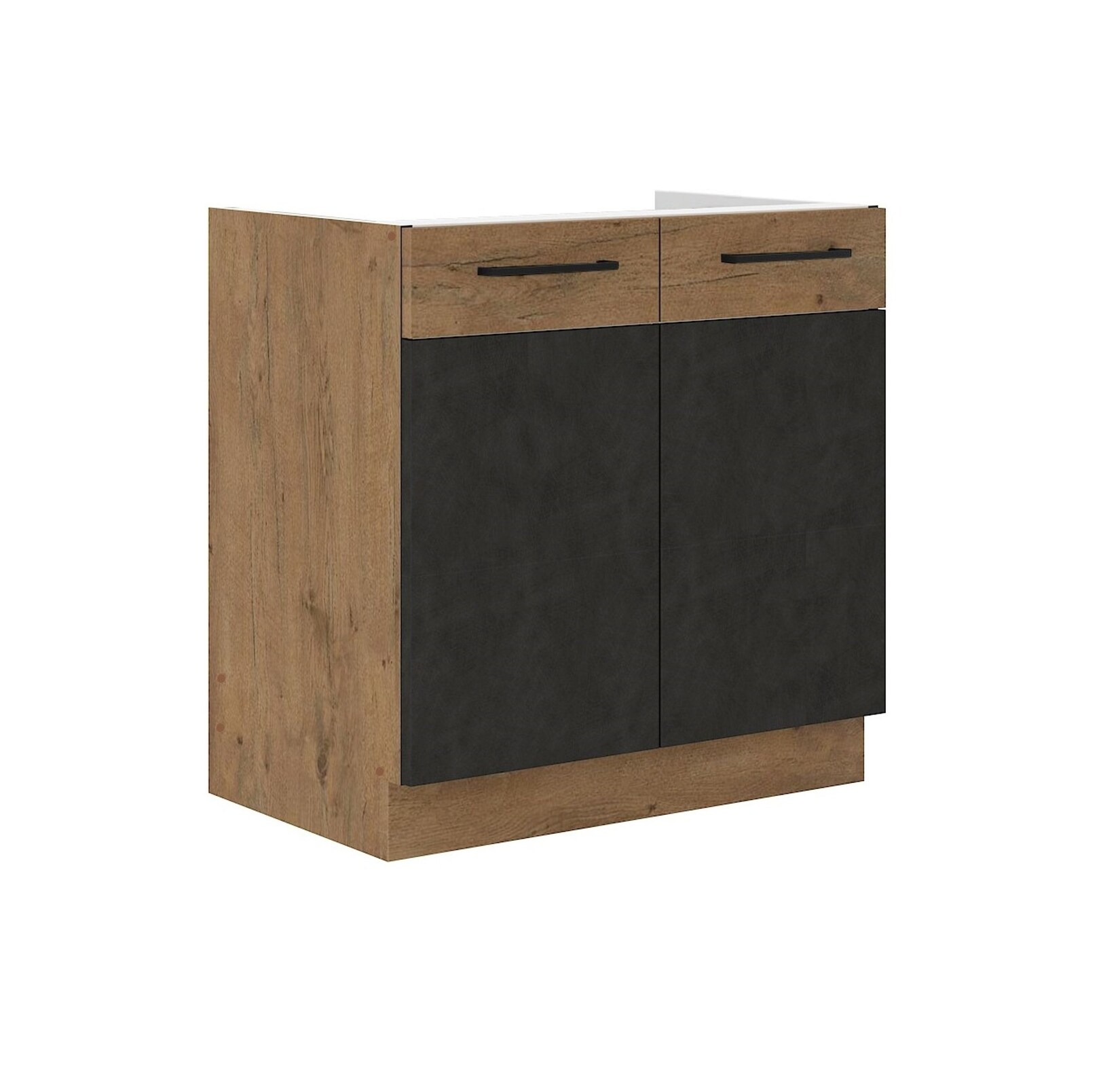 Vigo Spülenschrank 80cm Eiche Lancelot Matera Grau Küchenzeile Küchenblock Küche