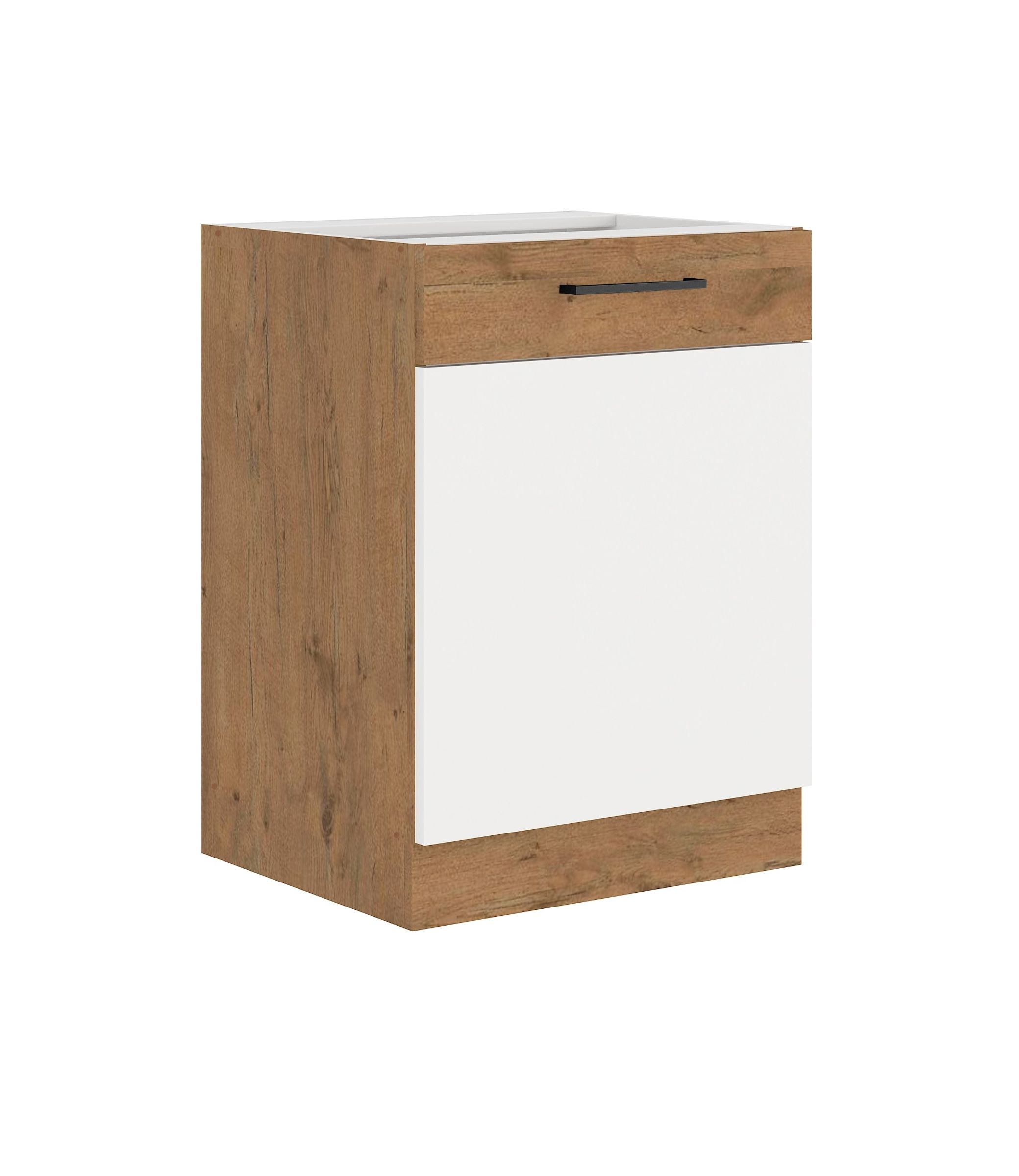 Vigo Unterschrank 60 Eiche Lancelot Wei&szlig; Hochglanz K&uuml;chenzeile K&uuml;chenblock K&uuml;che - Bild 1