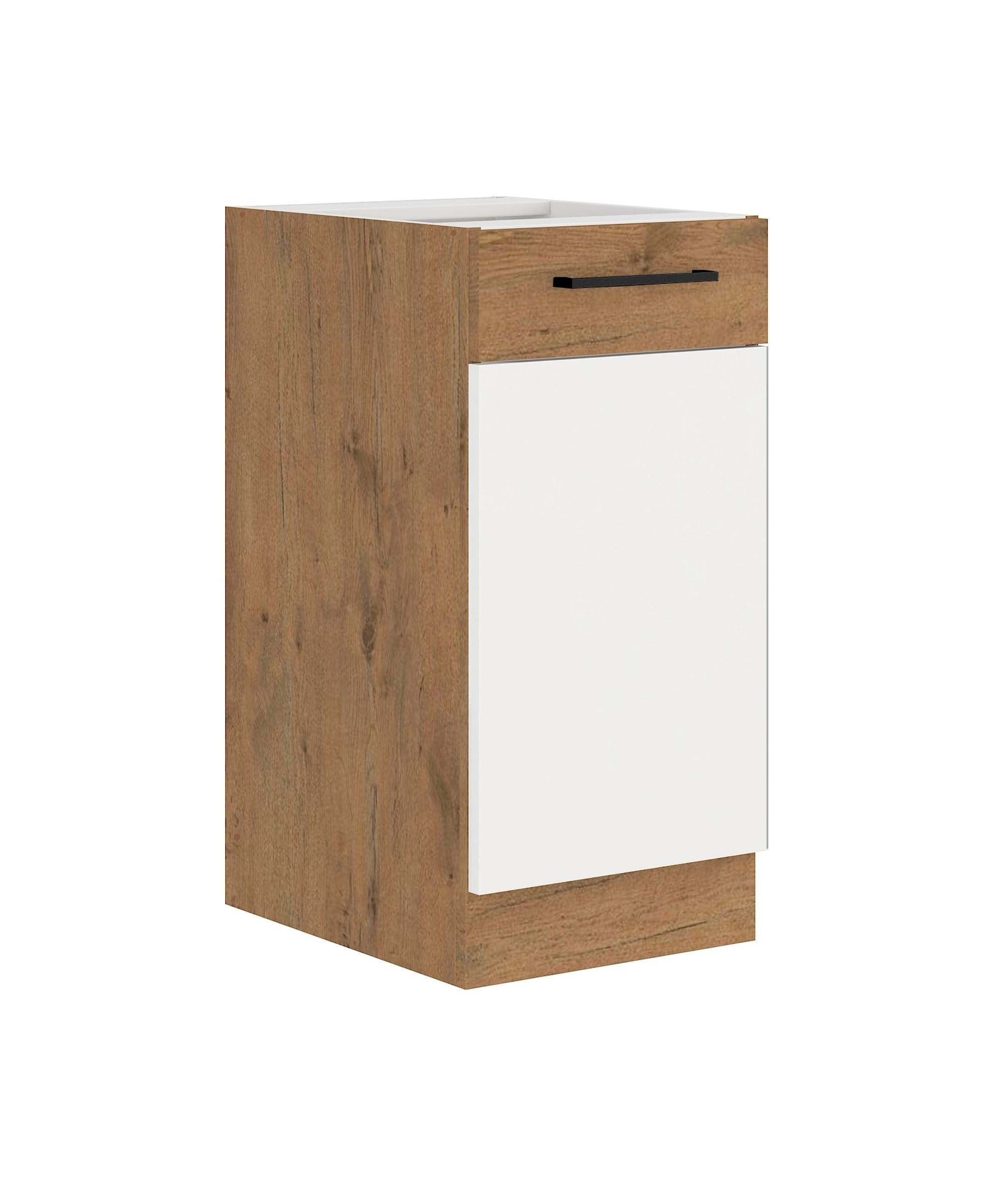 Vigo Unterschrank 40 Eiche Lancelot Wei&szlig; Hochglanz K&uuml;chenzeile K&uuml;chenblock K&uuml;che - Bild 1