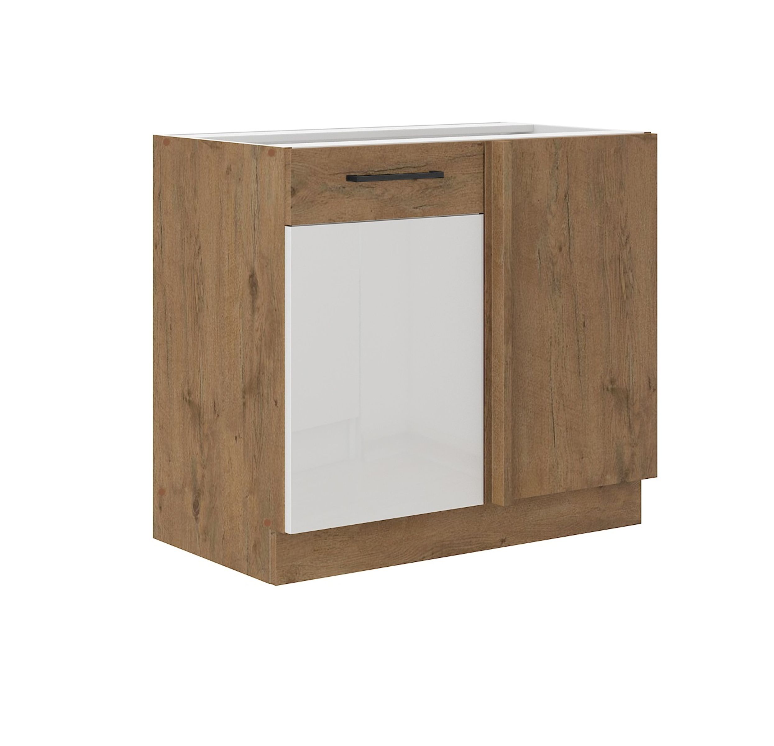 Vigo Eckunterschrank 105 Eiche Lancelot Wei&szlig; Hochglanz K&uuml;chenzeile Einbauk&uuml;che - Bild 1