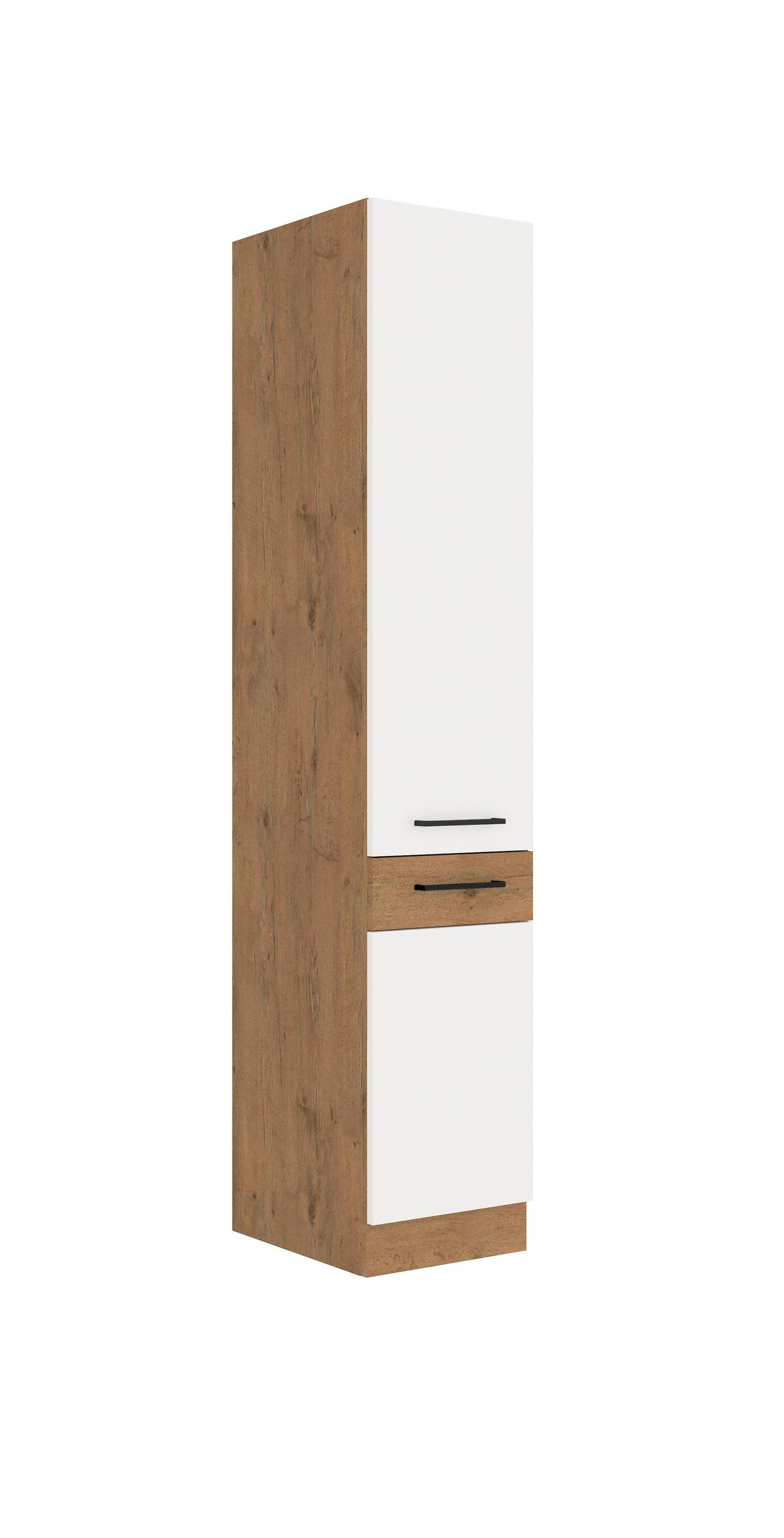 Vigo Hochschrank 40 Eiche Lancelot Wei&szlig; Hochglanz K&uuml;chenzeile K&uuml;chenblock K&uuml;che - Bild 1