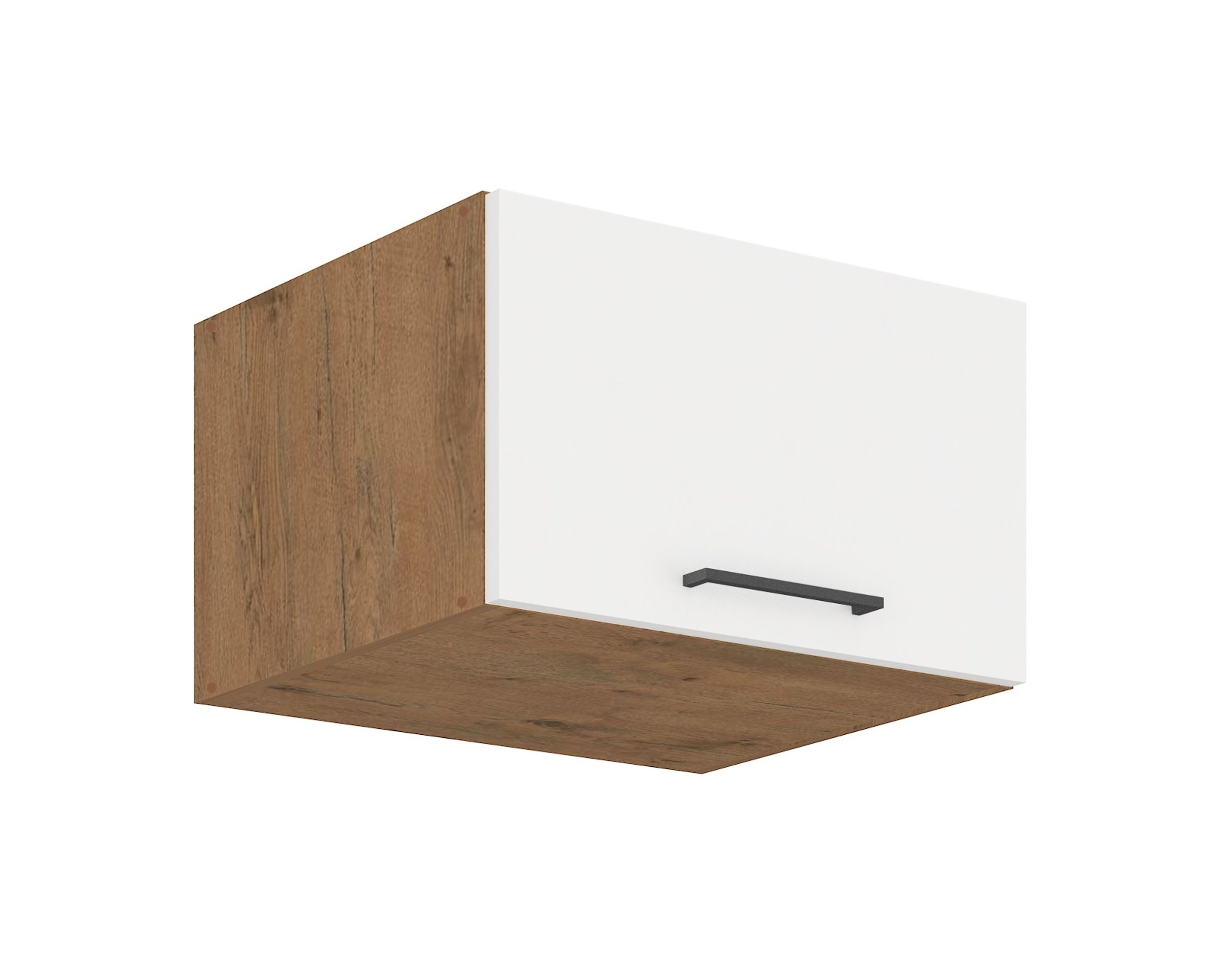 Vigo Aufsatzschrank Hochschrank 60 cm Eiche Lancelot Wei&szlig; Hochglanz K&uuml;chenzeile - Bild 1