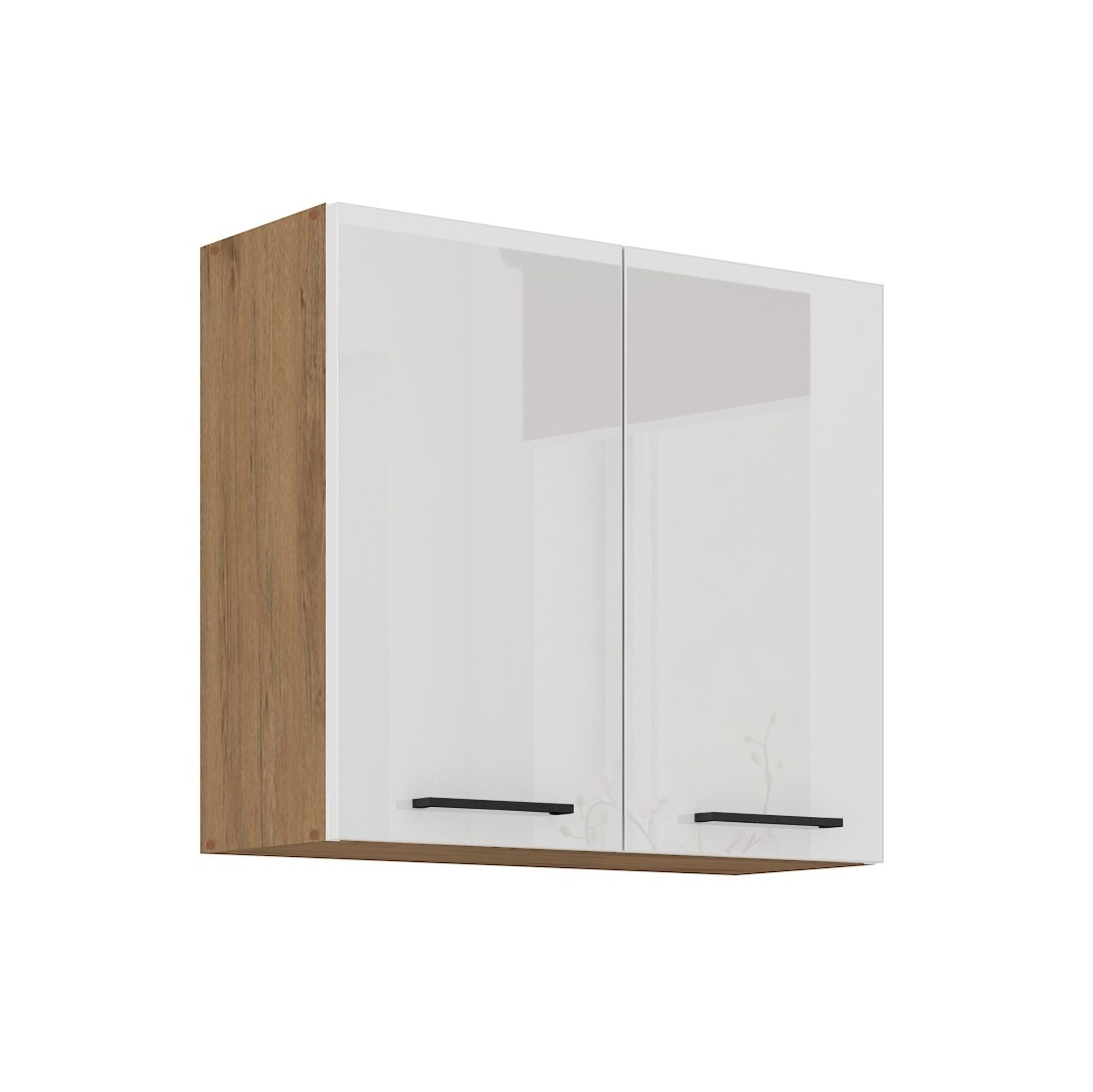 Vigo H&auml;ngeschrank 80 Eiche Lancelot Wei&szlig; Hochglanz K&uuml;chenzeile K&uuml;chenblock K&uuml;che - Bild 1