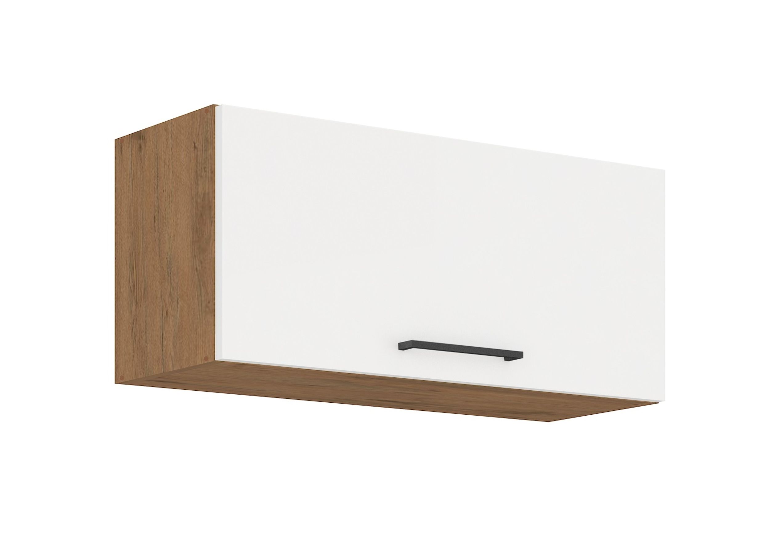 Vigo Kurzh&auml;ngeschrank 80 Eiche Lancelot Wei&szlig; Hochglanz K&uuml;chenzeile K&uuml;chenblock - Bild 1