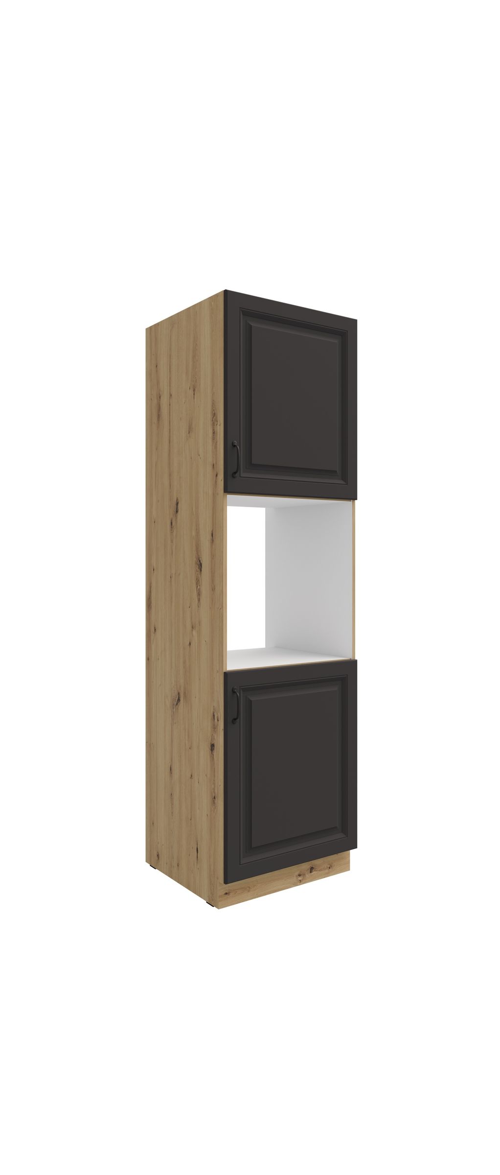 K&uuml;chen Hochschrank 60 cm Stilo Grau + Eiche Artisan K&uuml;chenzeile K&uuml;chenblock - Bild 1