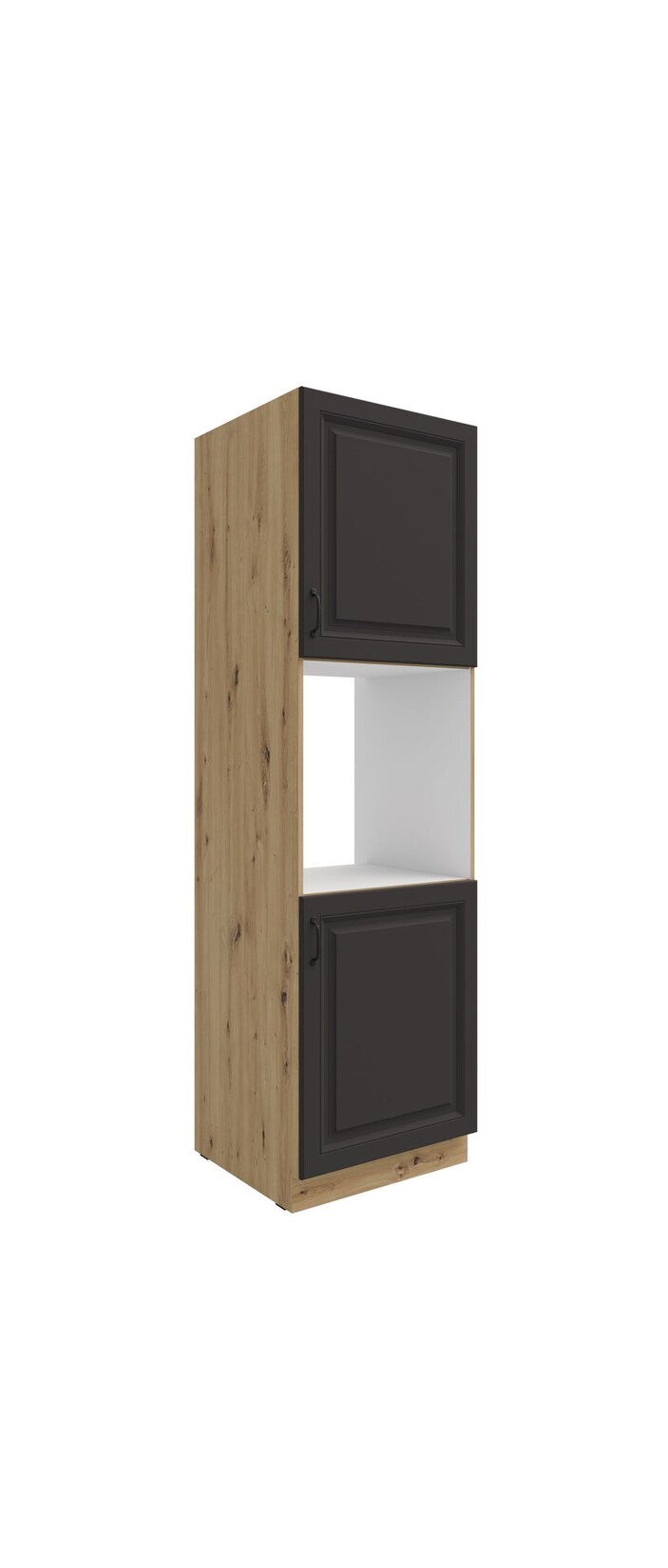 Küchen Hochschrank 60 cm Stilo Grau + Eiche Artisan Küchenzeile Küchenblock