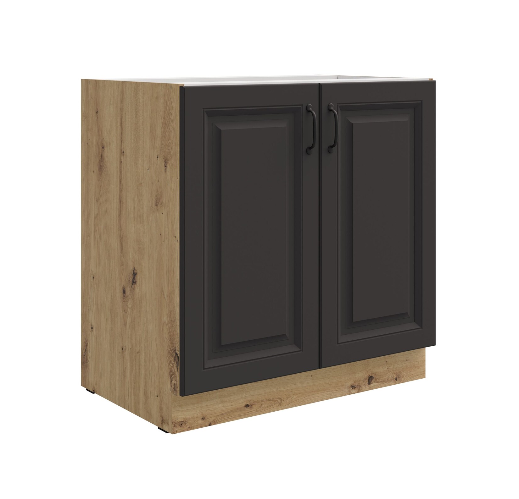 Unterschrank 80 cm Stilo Grau + Eiche Artisan Küchenzeile Küchenblock Küche