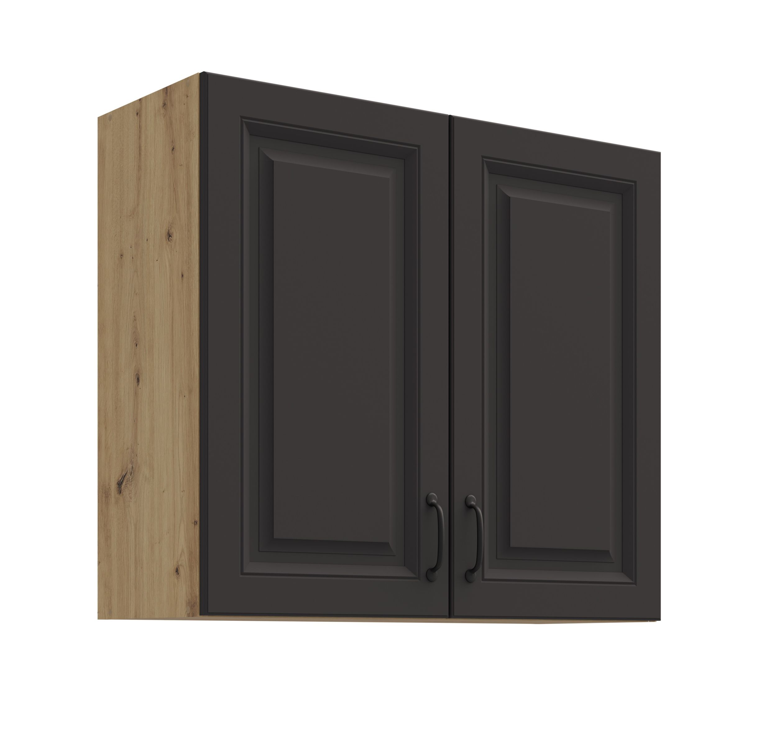 H&auml;ngeschrank 80 cm Stilo Grau + Eiche Artisan K&uuml;chenzeile K&uuml;chenblock K&uuml;che - Bild 1