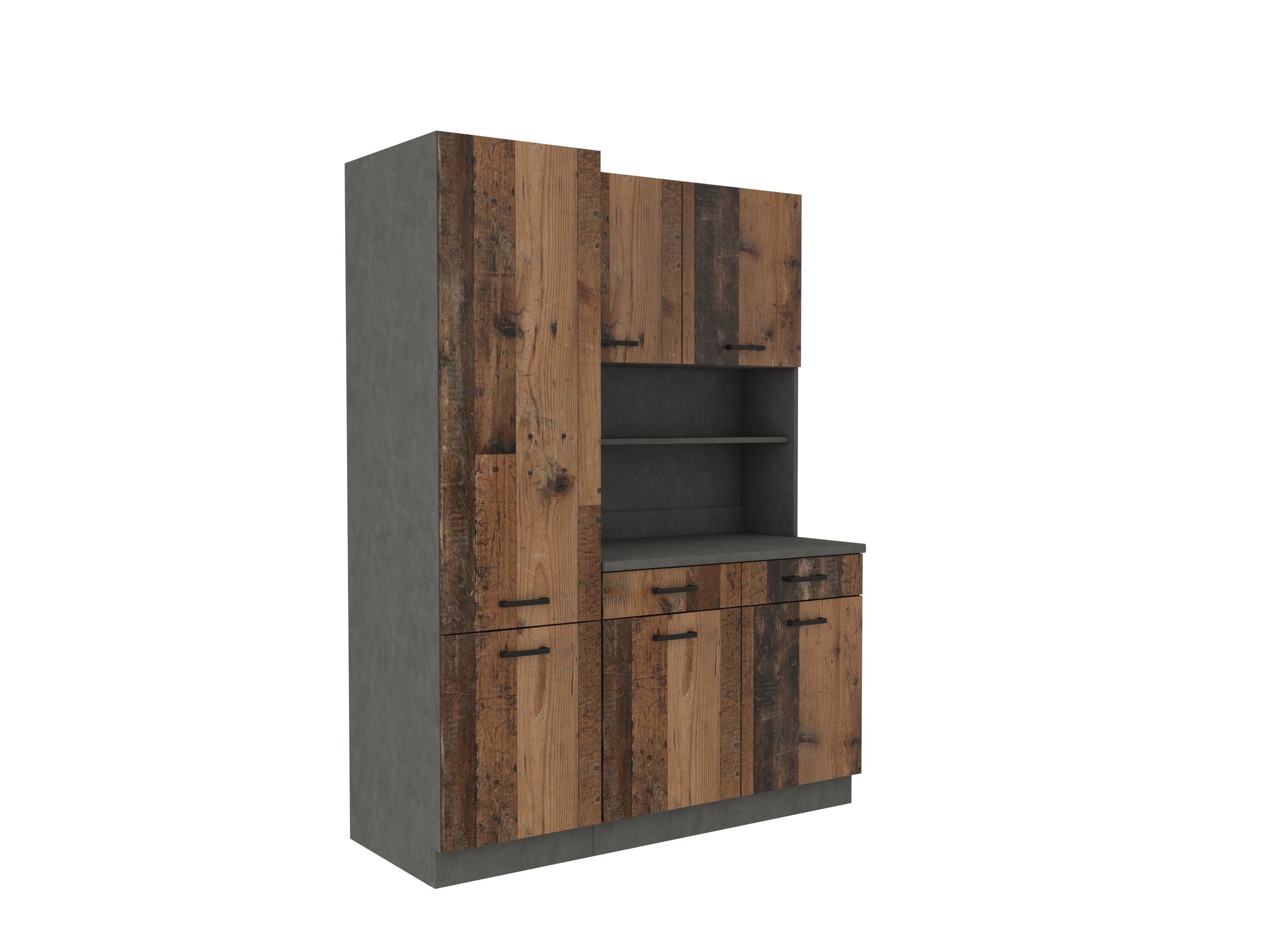 Buffet K&uuml;che Mario 150 K&uuml;chenzeile K&uuml;chenblock Einbauk&uuml;che Old Wood Style Matera - Bild 1